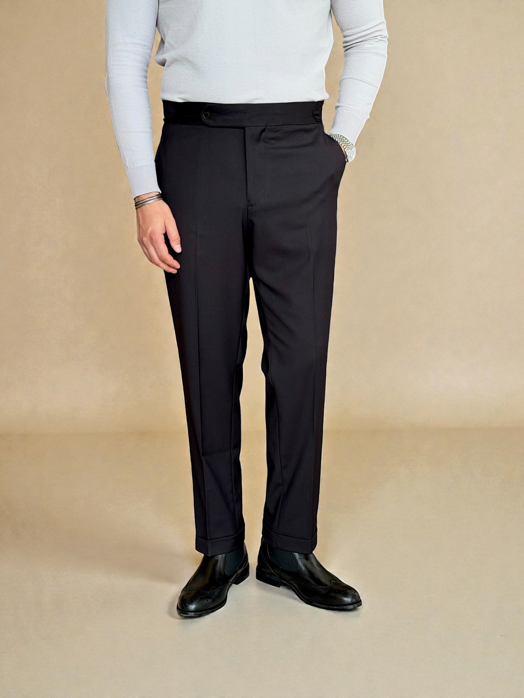 Chino Side Adjuster Trousers - Black
