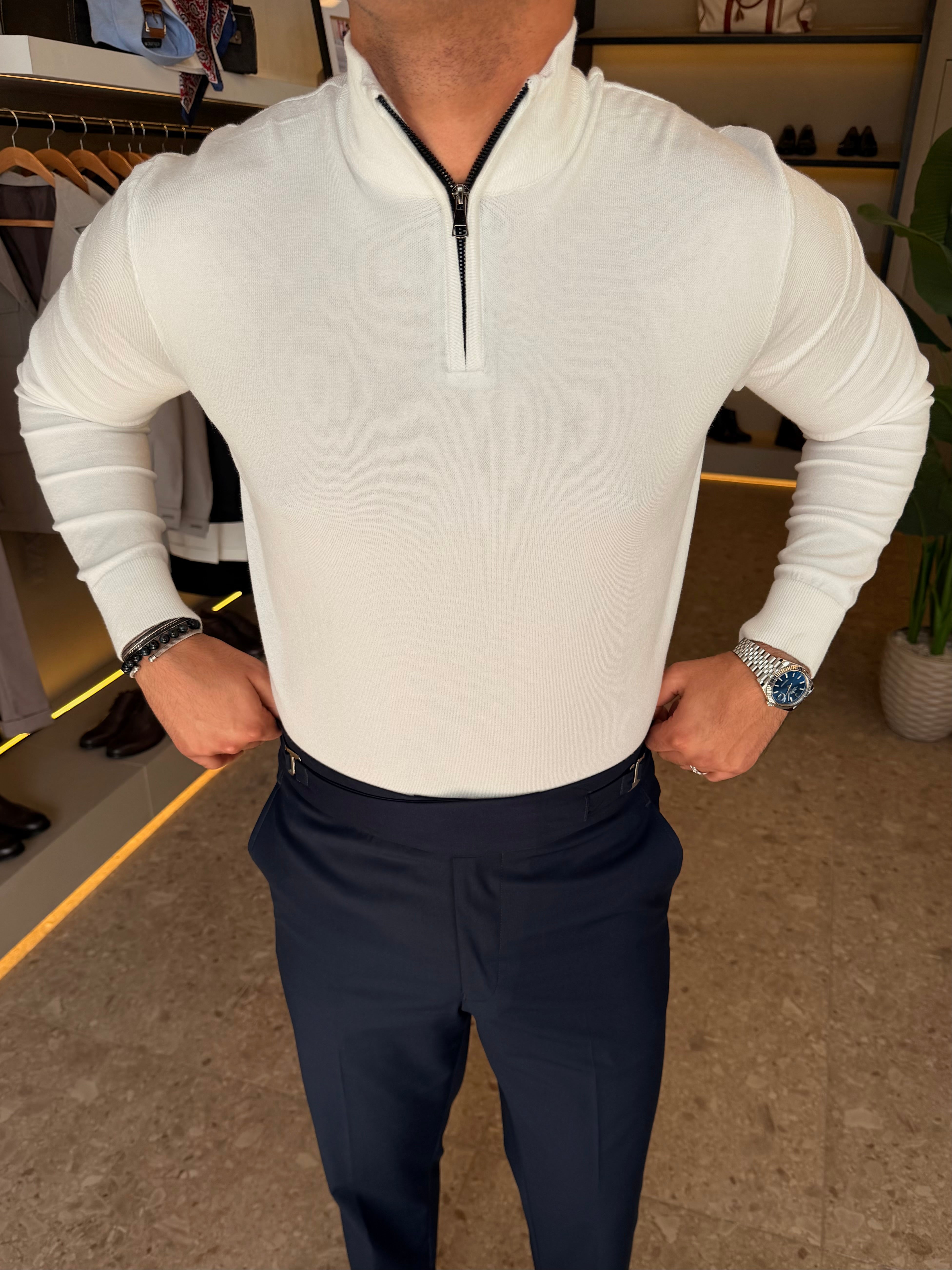 Knitwear Quarter zipper - Off white