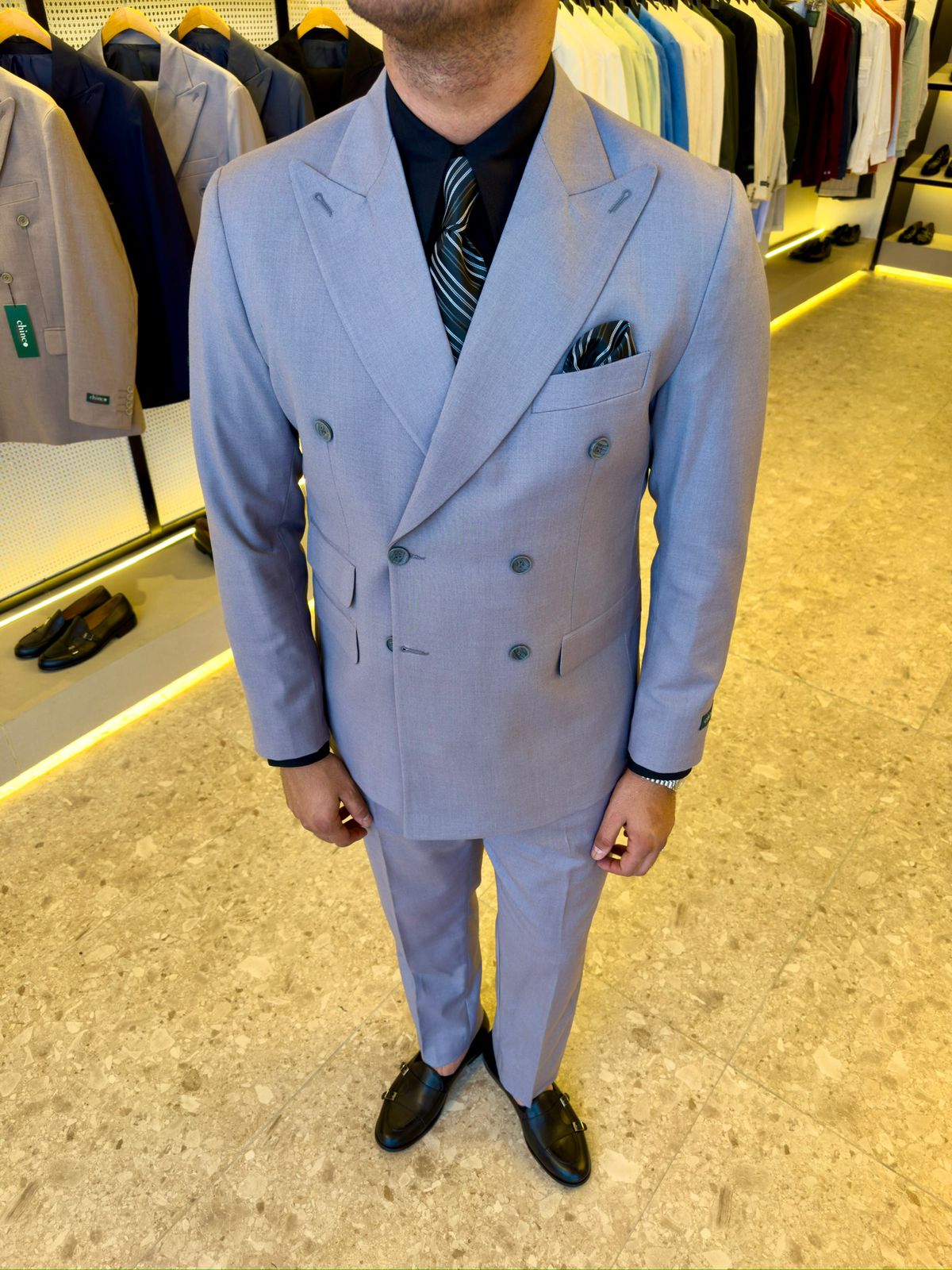 Double breasted suit 6 buttons - Gray