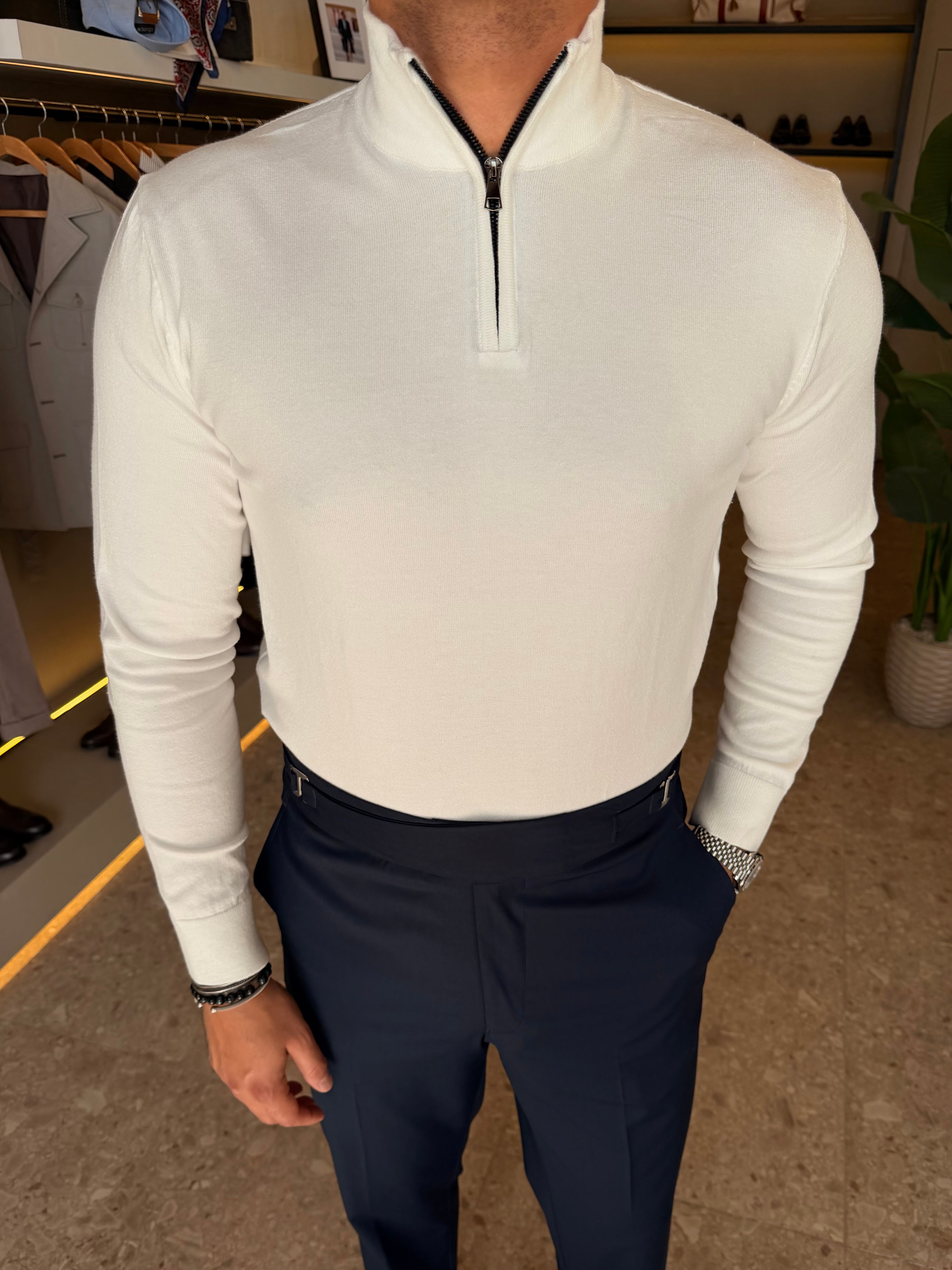 Knitwear Quarter zipper - Off white