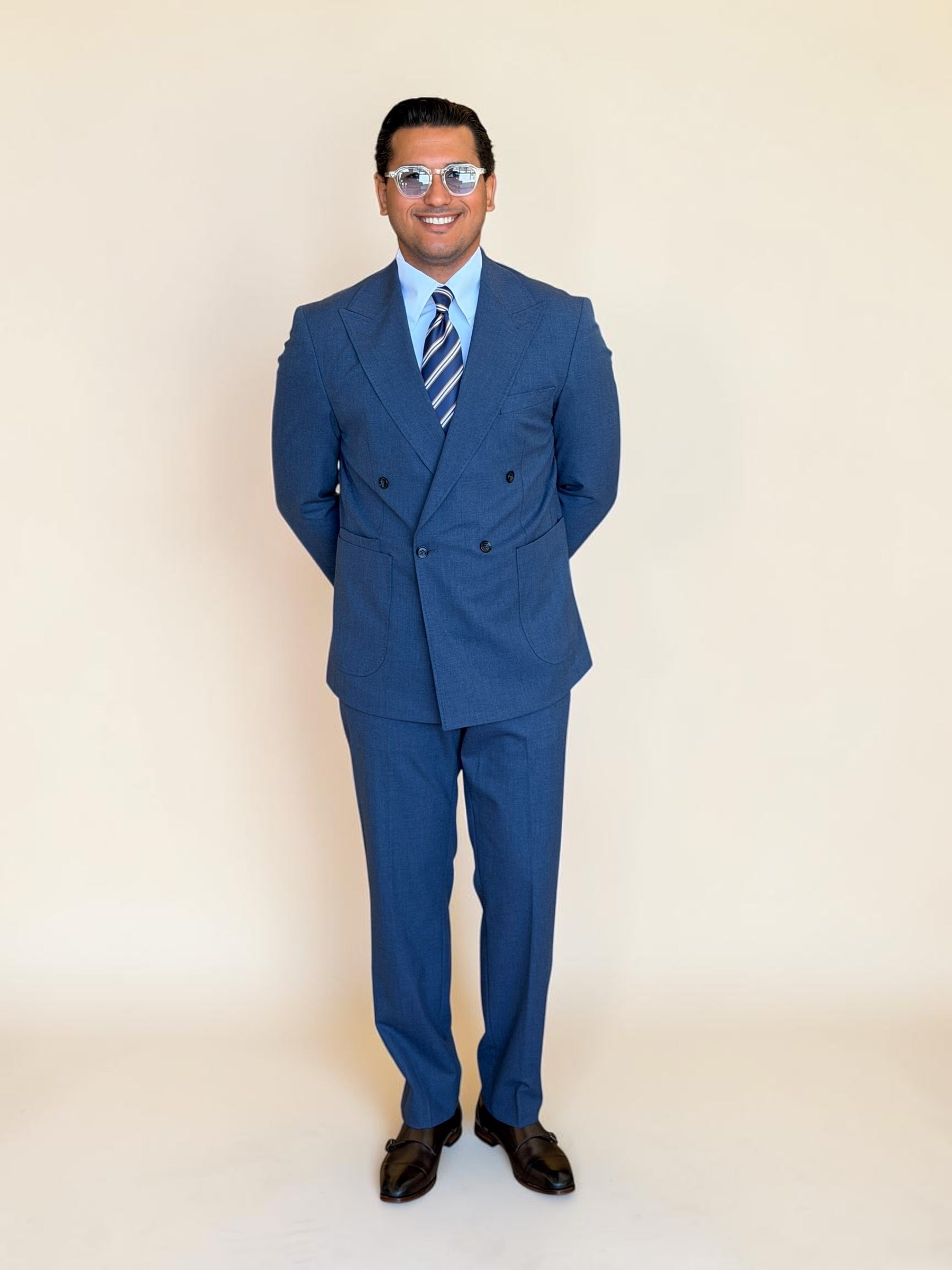 Double breasted 4 button suit - Blue