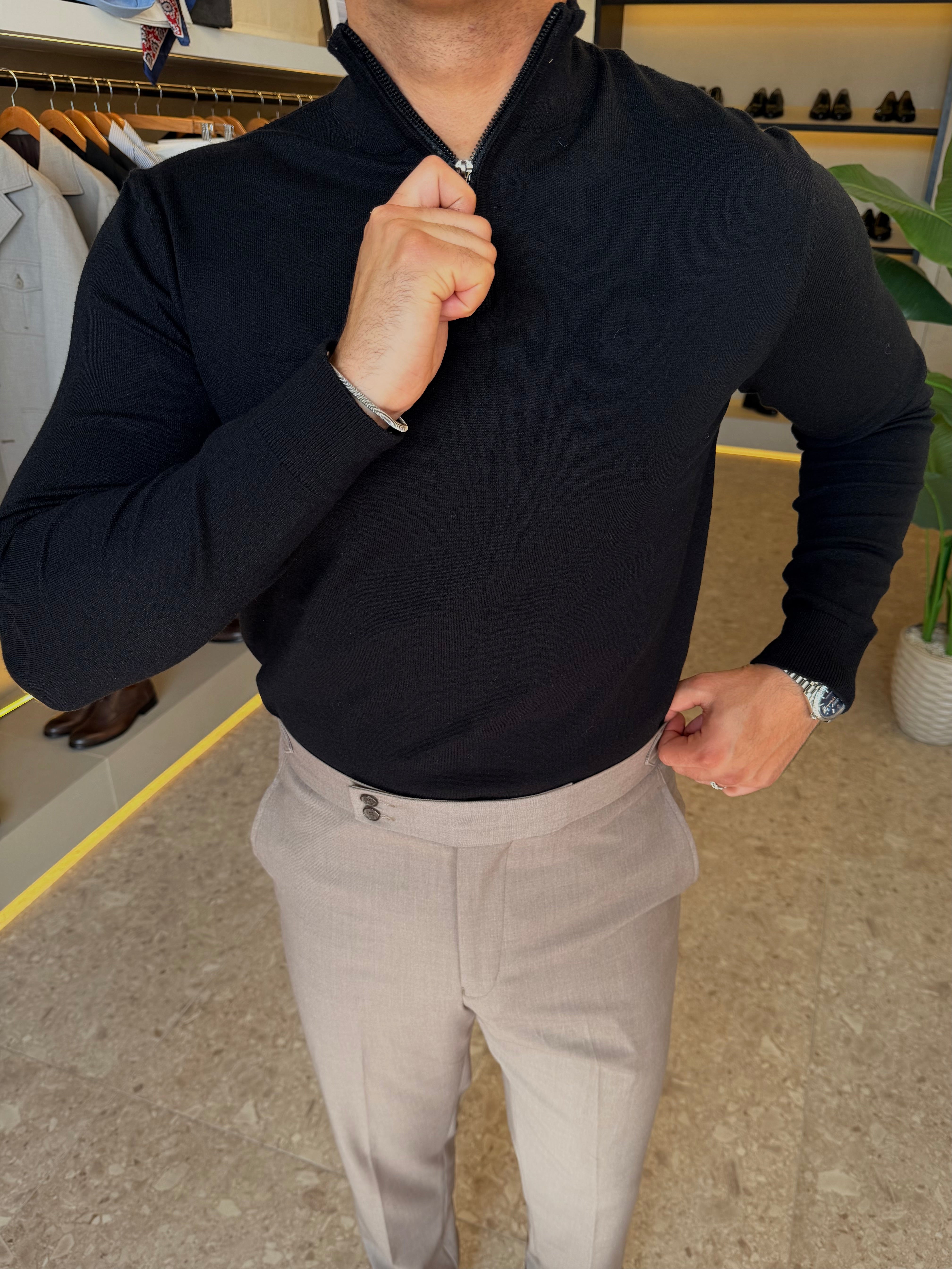 Knitwear Quarter zipper - Black