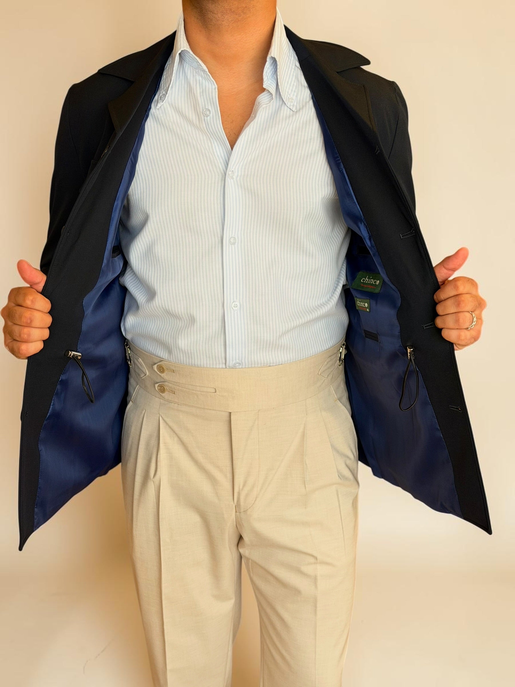 Safari hidden belt Jacket - Navy