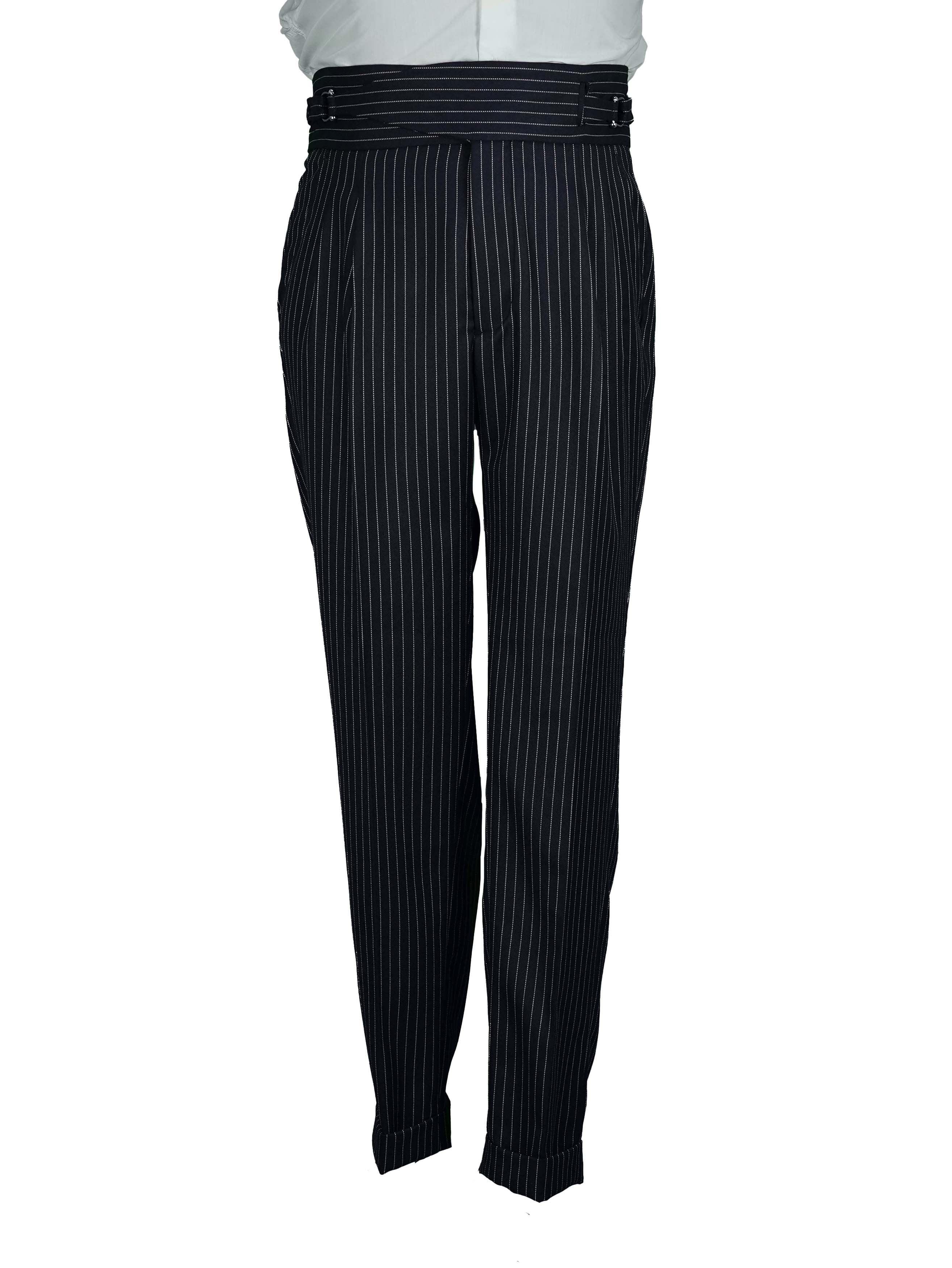 Two side high waist gurkhra trousers - Black Stripe