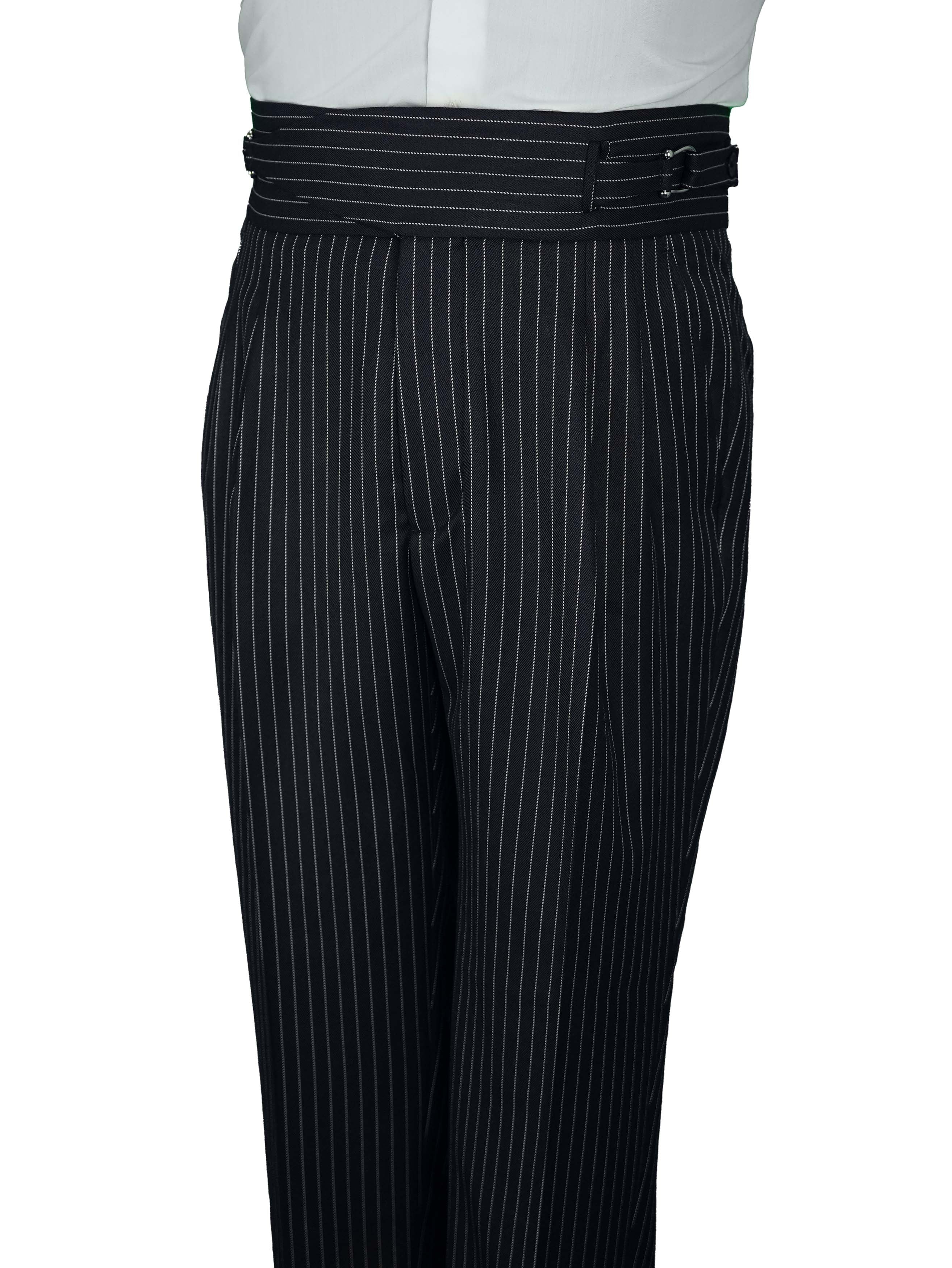 Two side high waist gurkhra trousers - Black Stripe