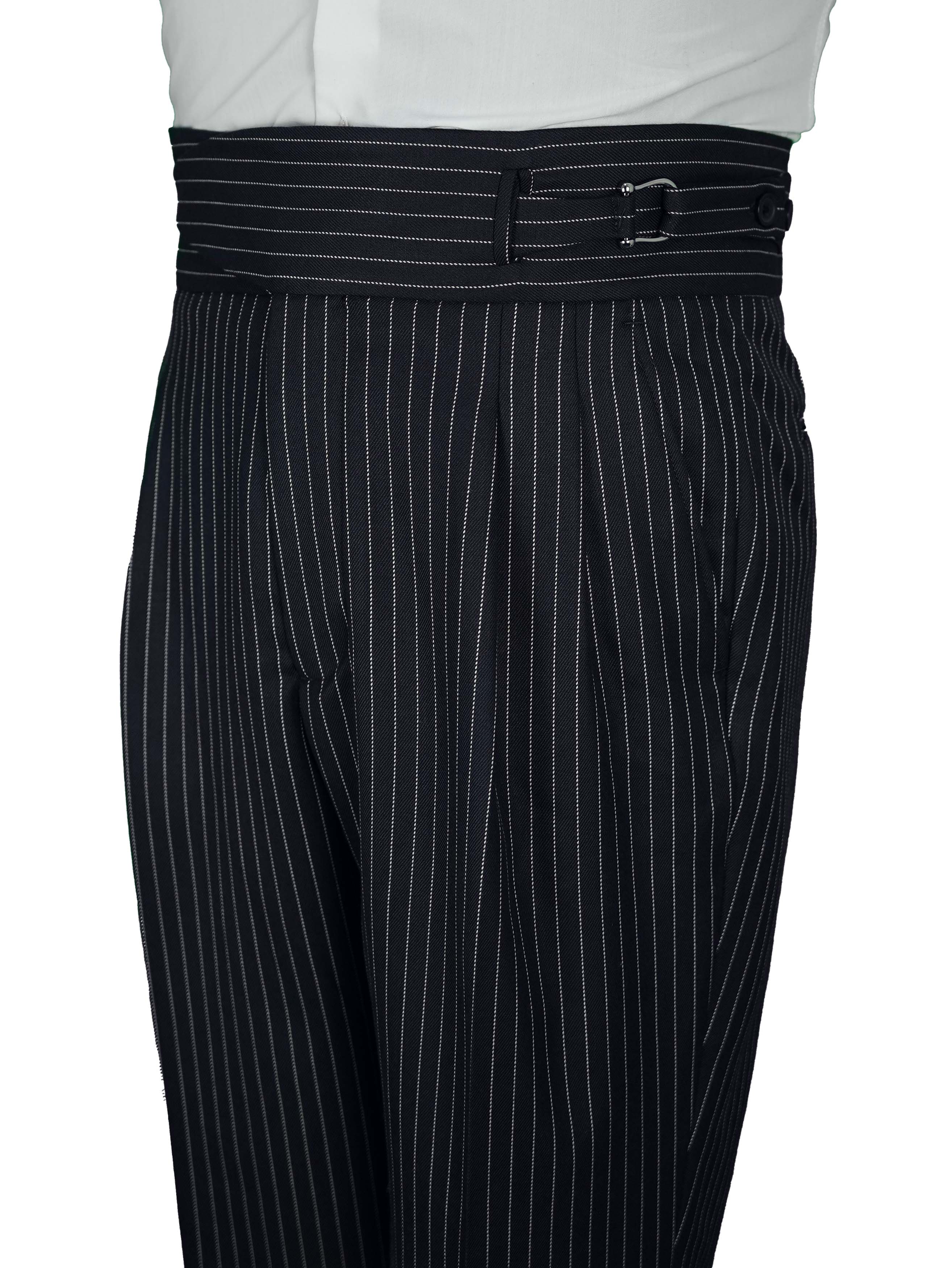 Two side high waist gurkhra trousers - Black Stripe