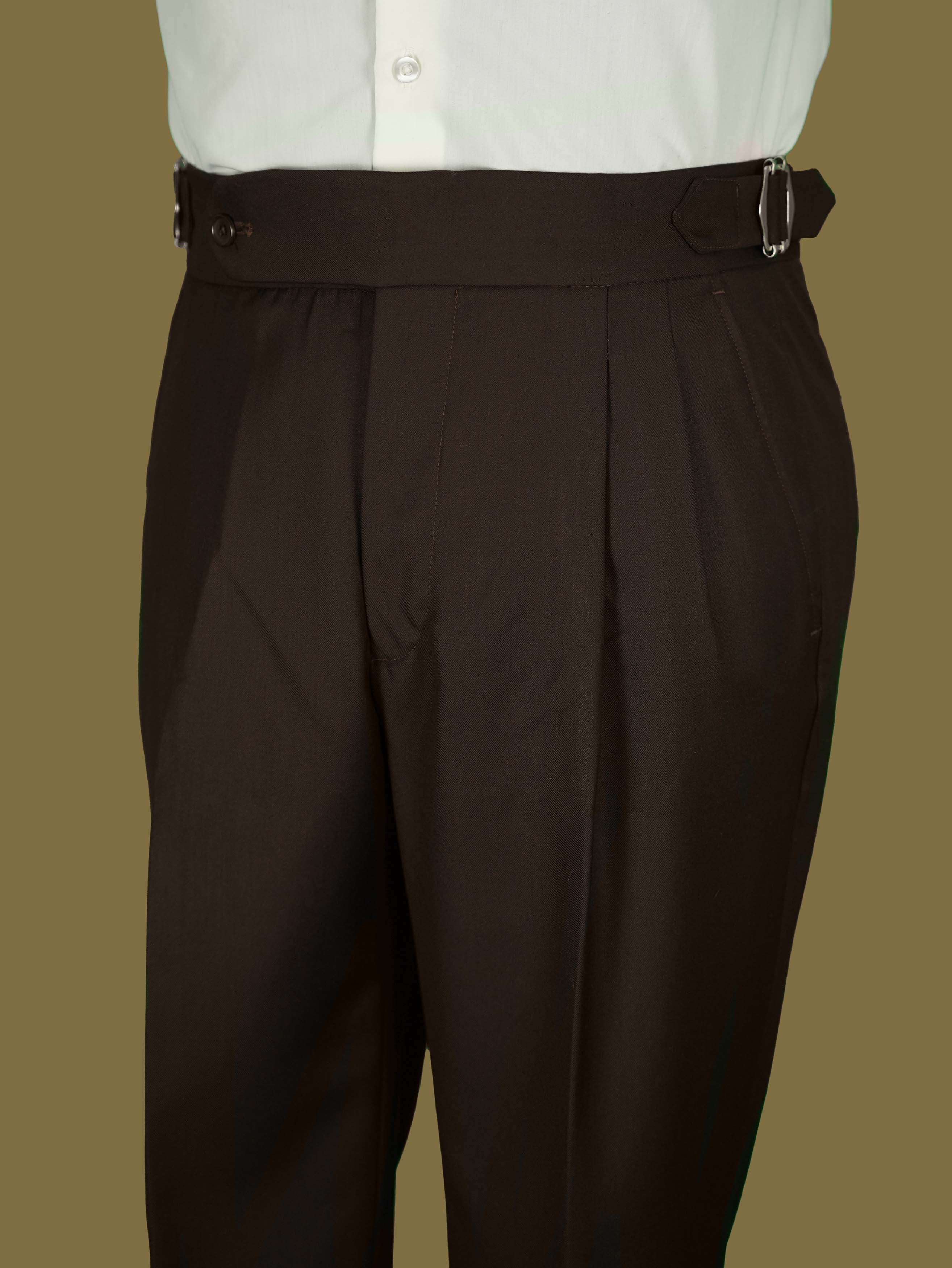 one button hight waist Gurkha trousers - Brown