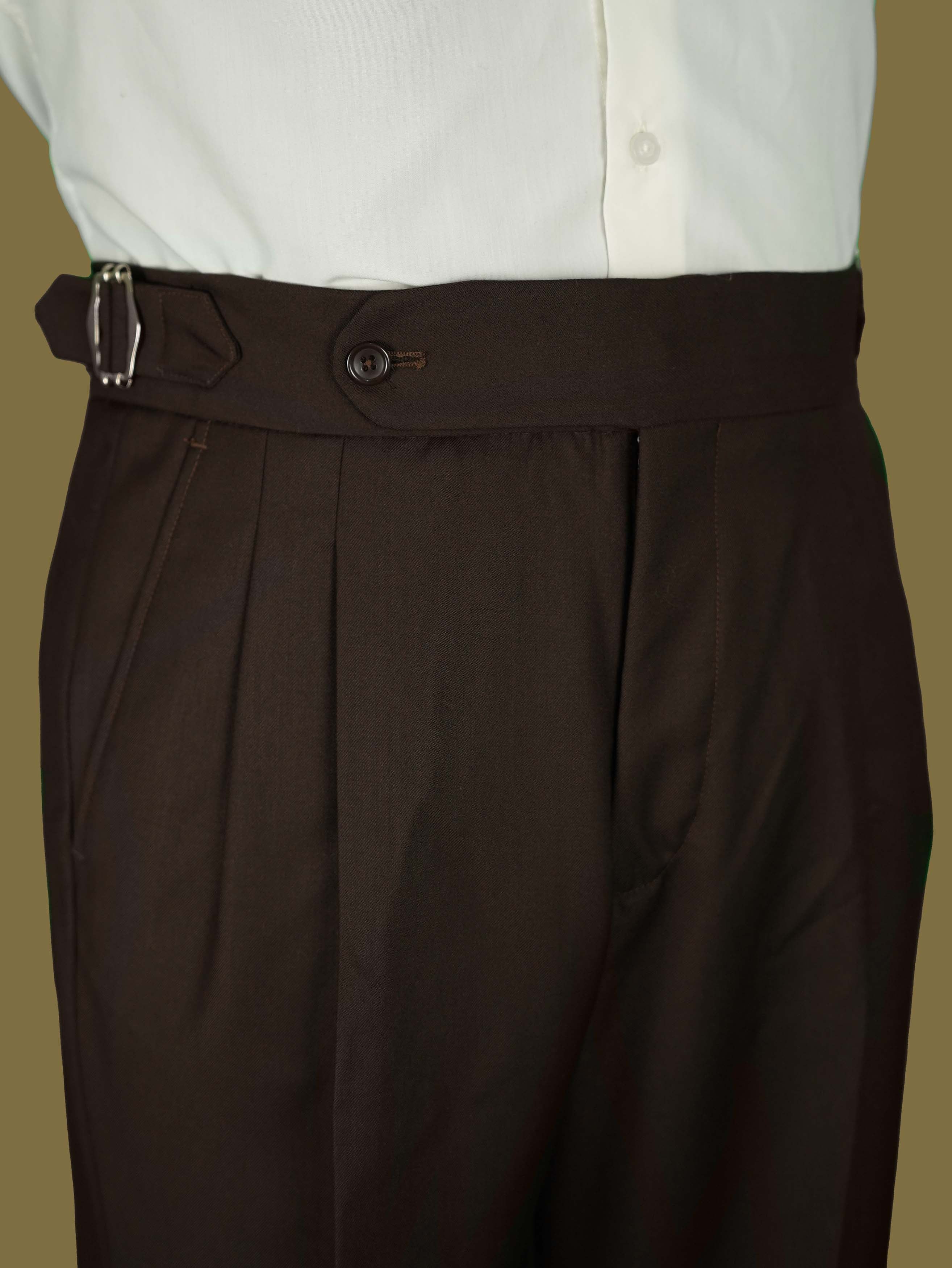 one button hight waist Gurkha trousers - Brown