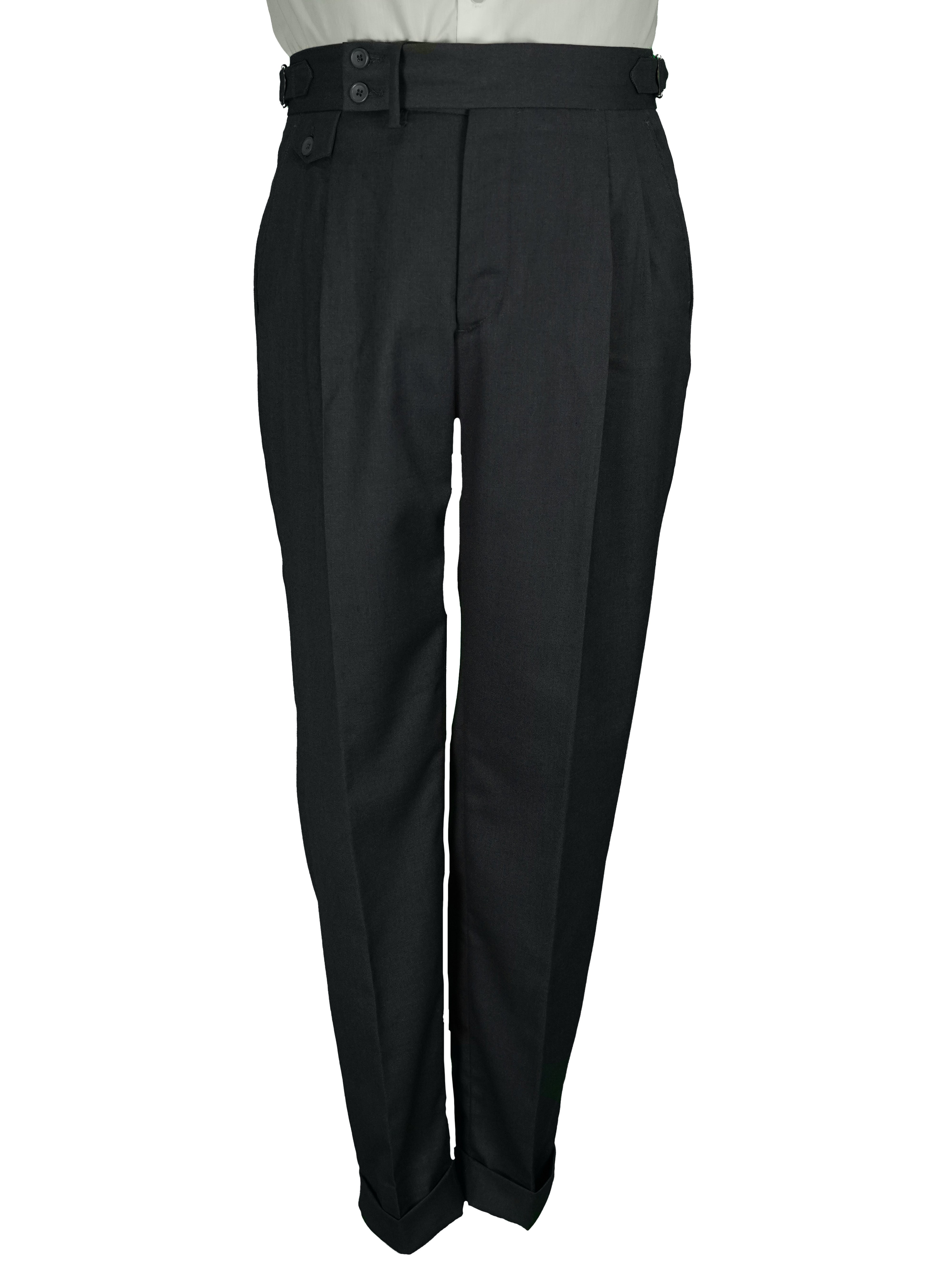 two button hight Waist Gurkha trousers -   gray