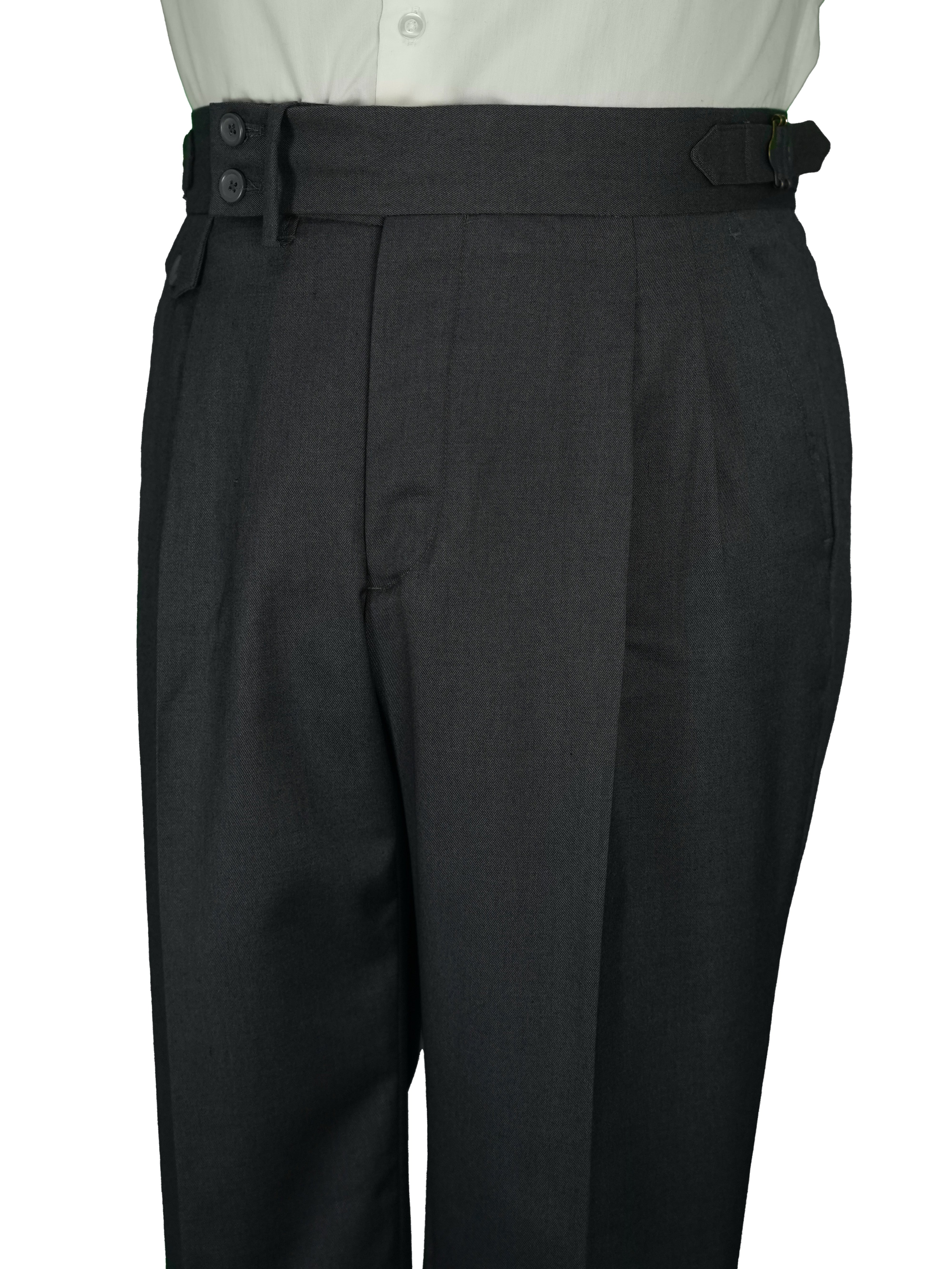 two button hight Waist Gurkha trousers -   gray