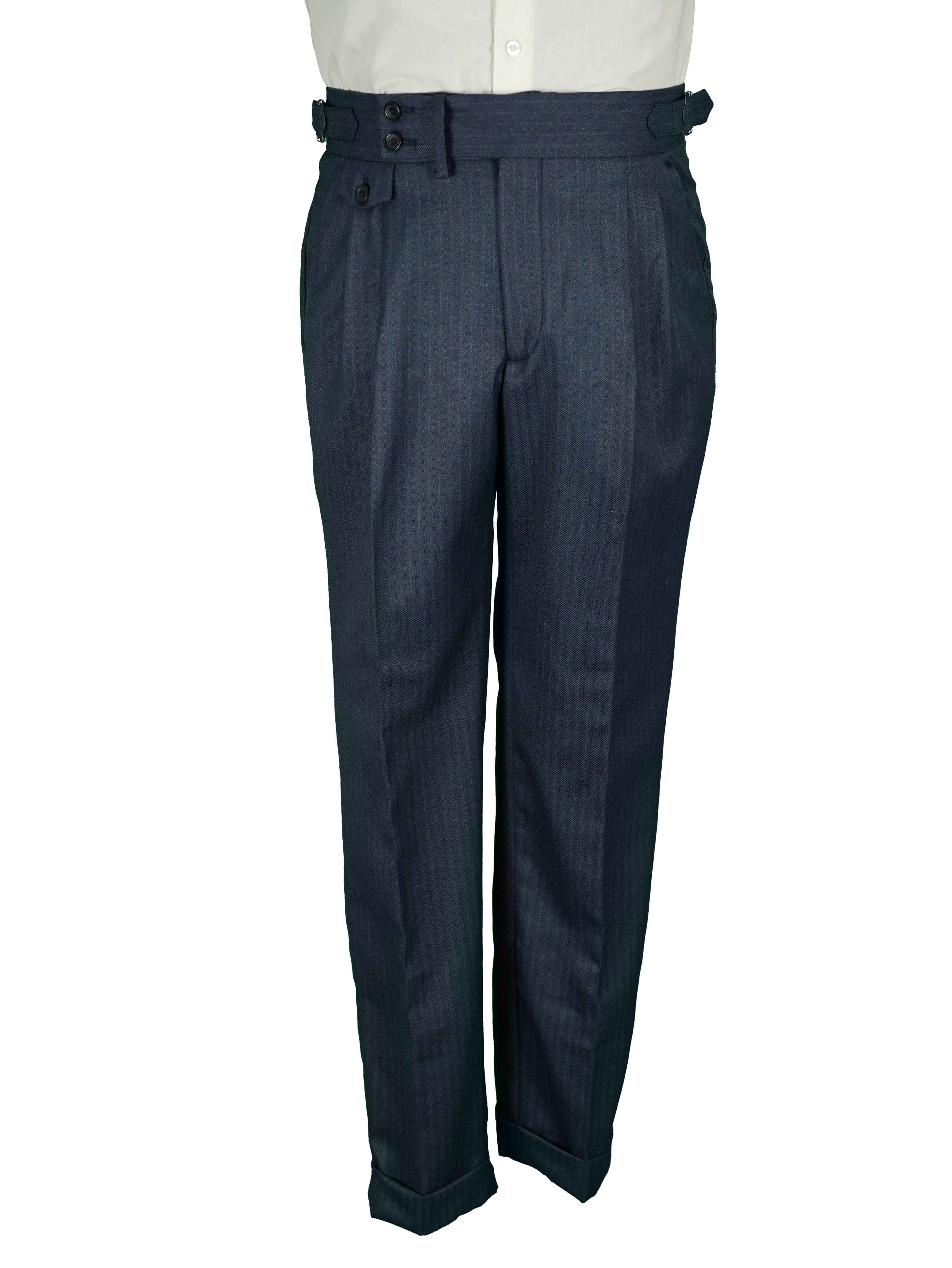 two button hight Waist Gurkha trousers -  Blue