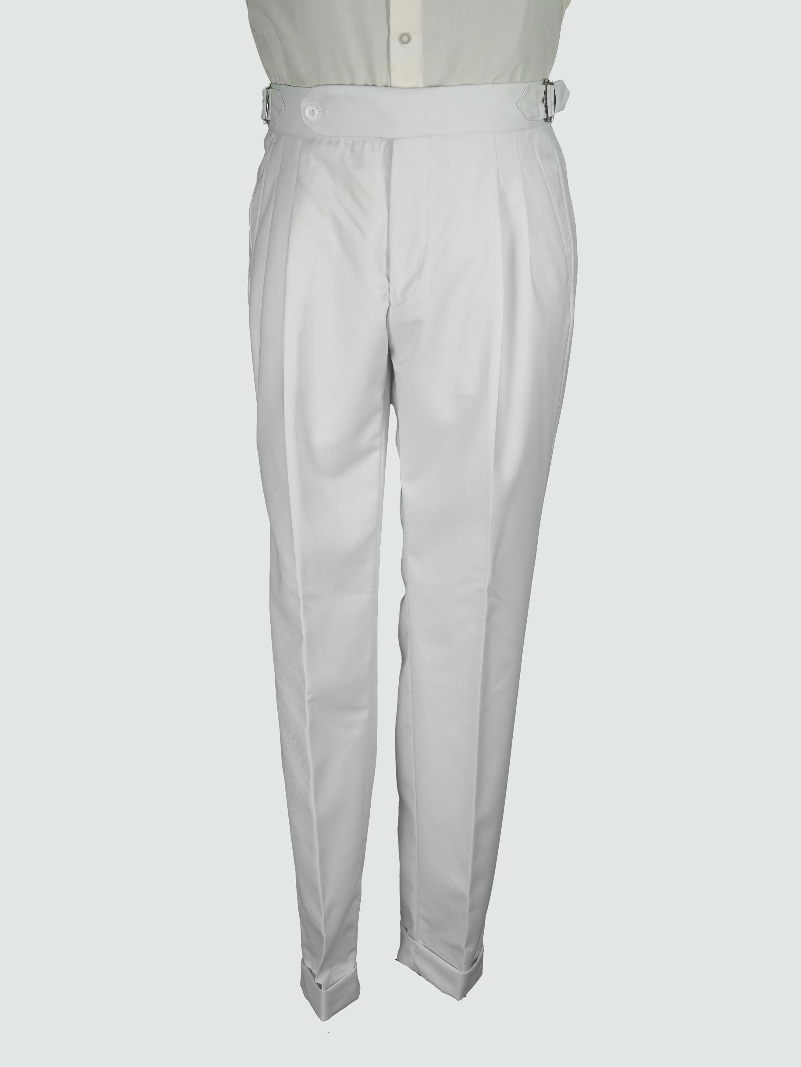 one button hight waist gurkha trousers - White