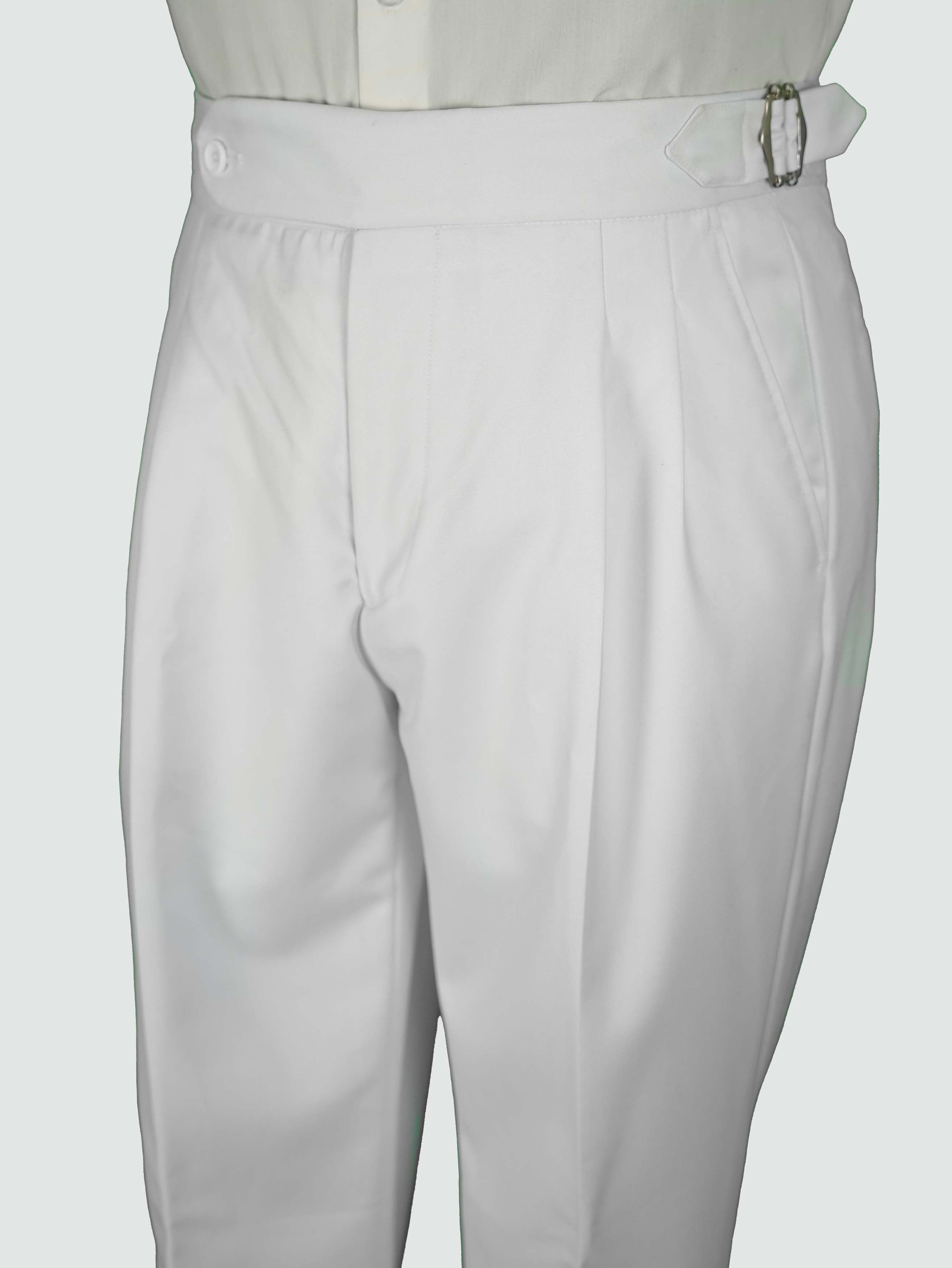 one button hight waist gurkha trousers - White