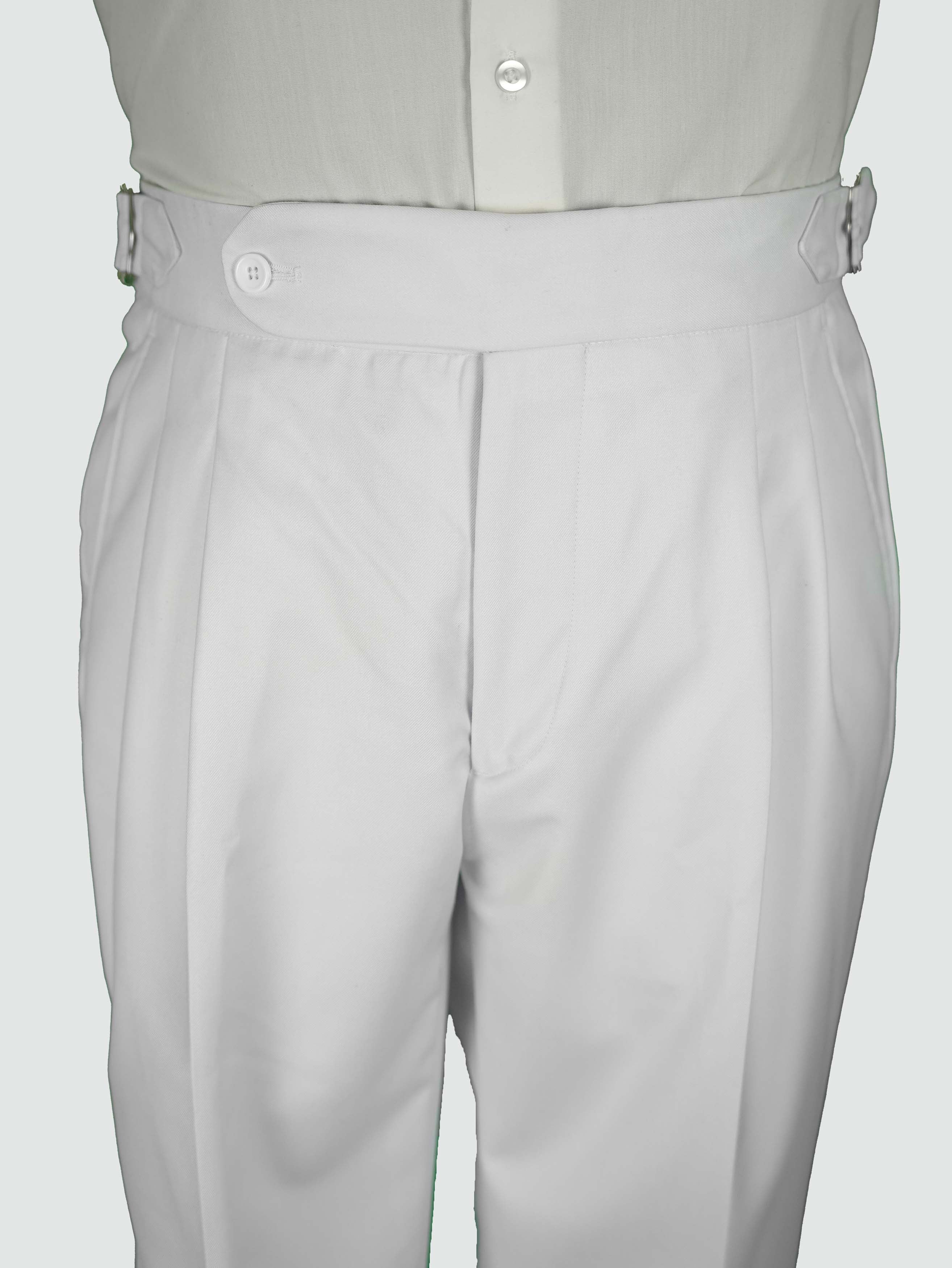 one button hight waist gurkha trousers - White