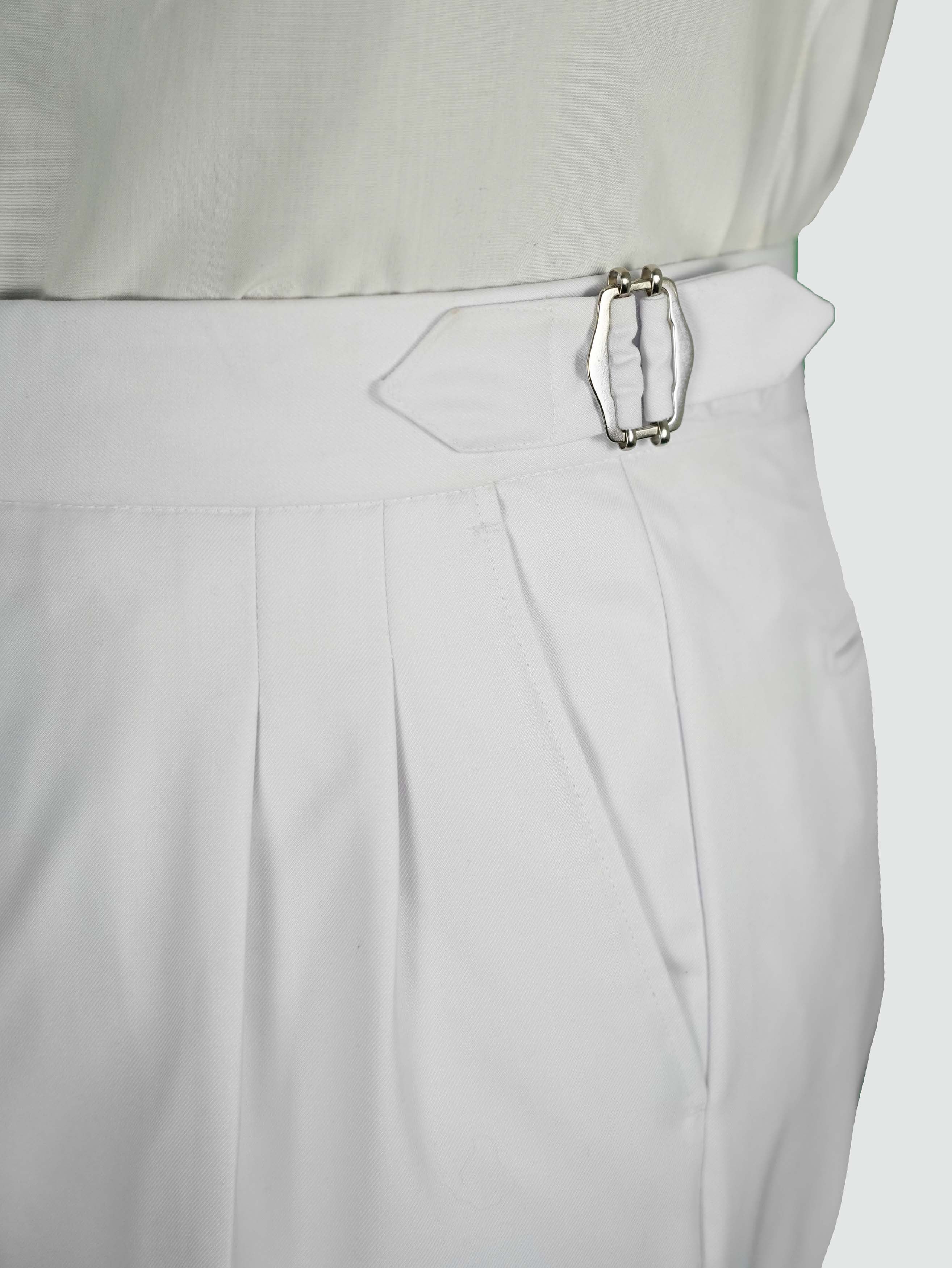 one button hight waist gurkha trousers - White