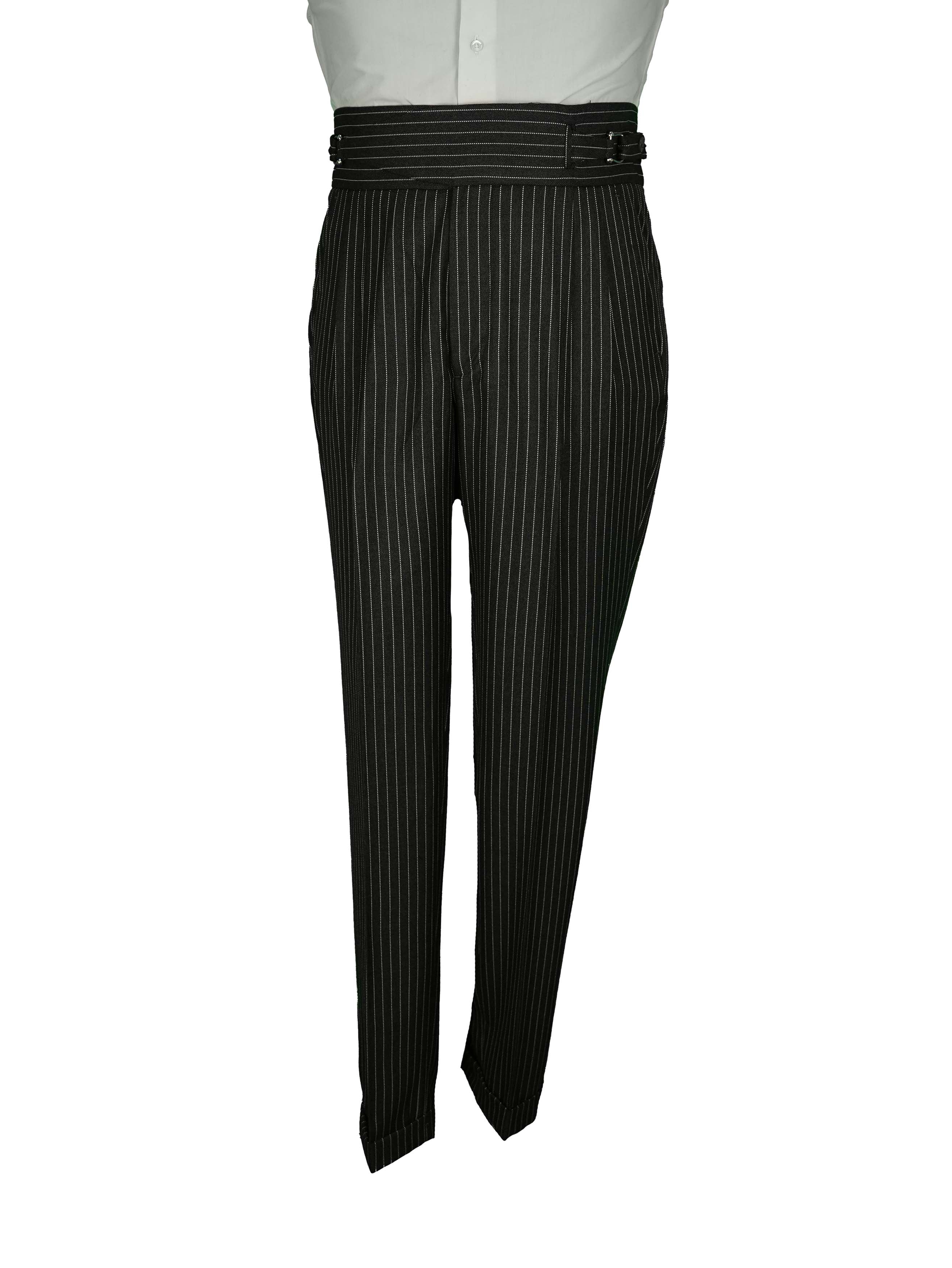 Two side high waist gurkhra trousers - Navy Stripe