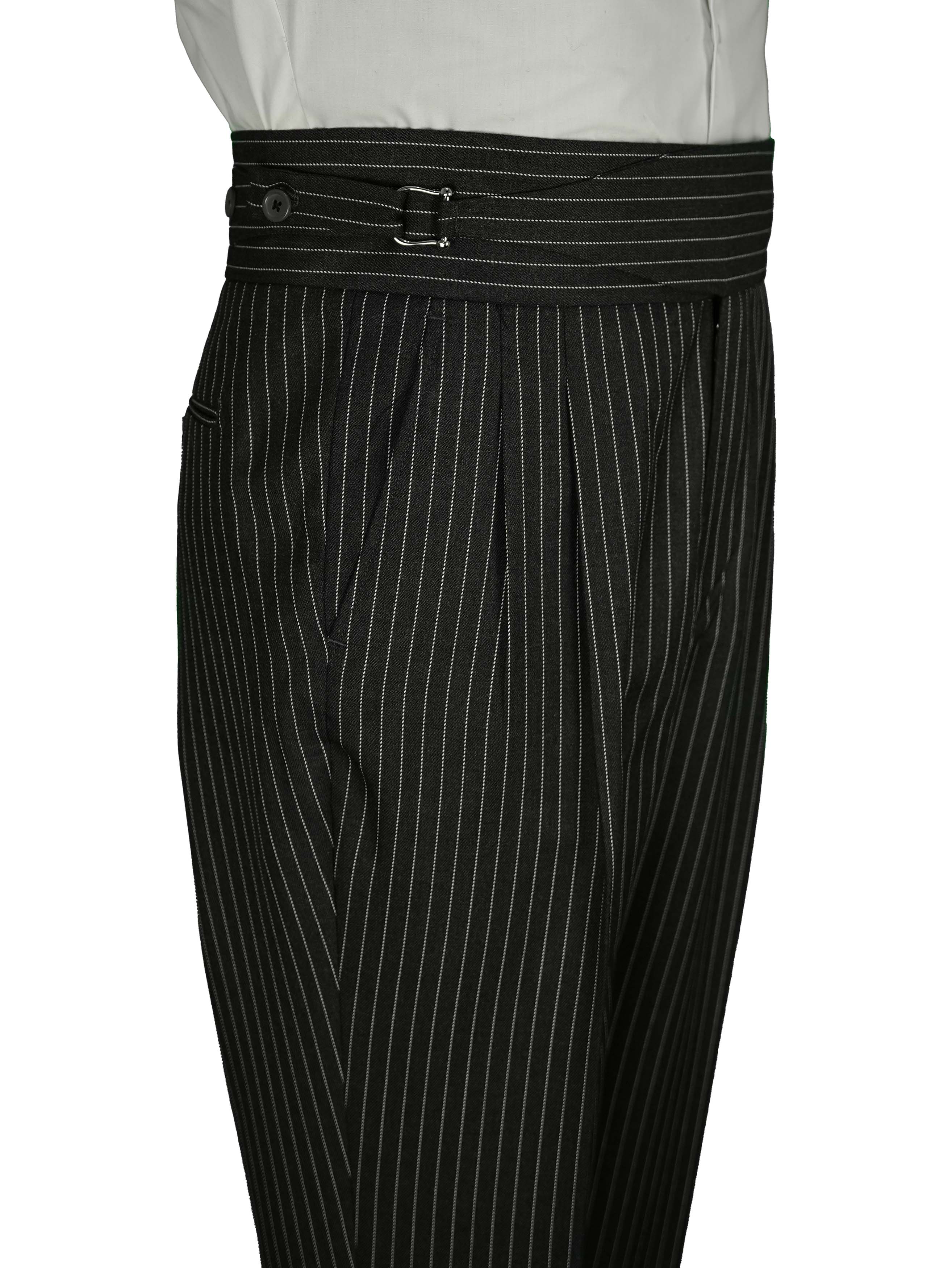 Two side high waist gurkhra trousers - Navy Stripe