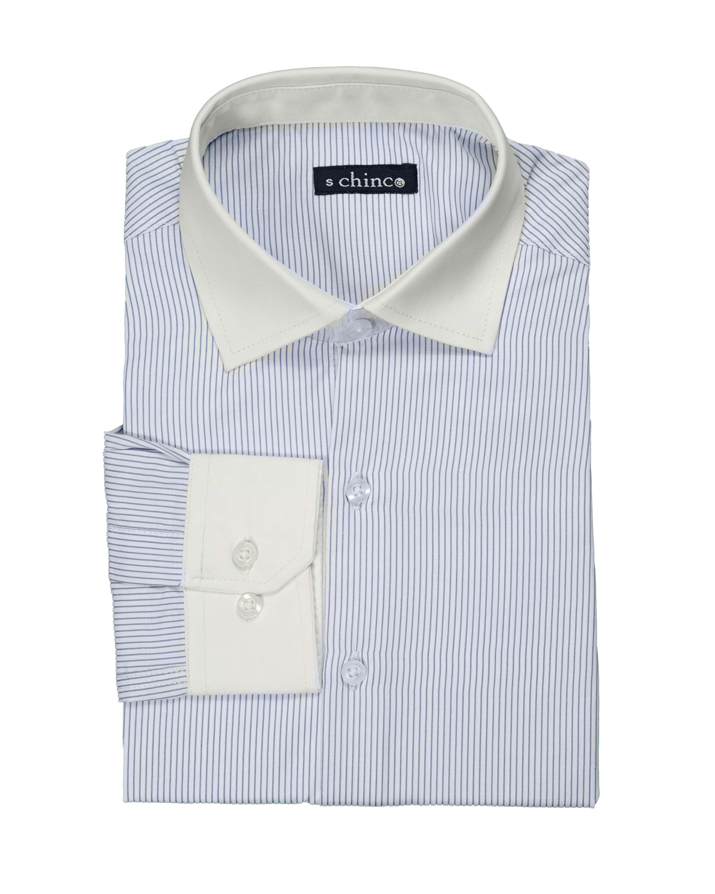 SPREAD COLLAR CHEMISE---BLUE STRIPE