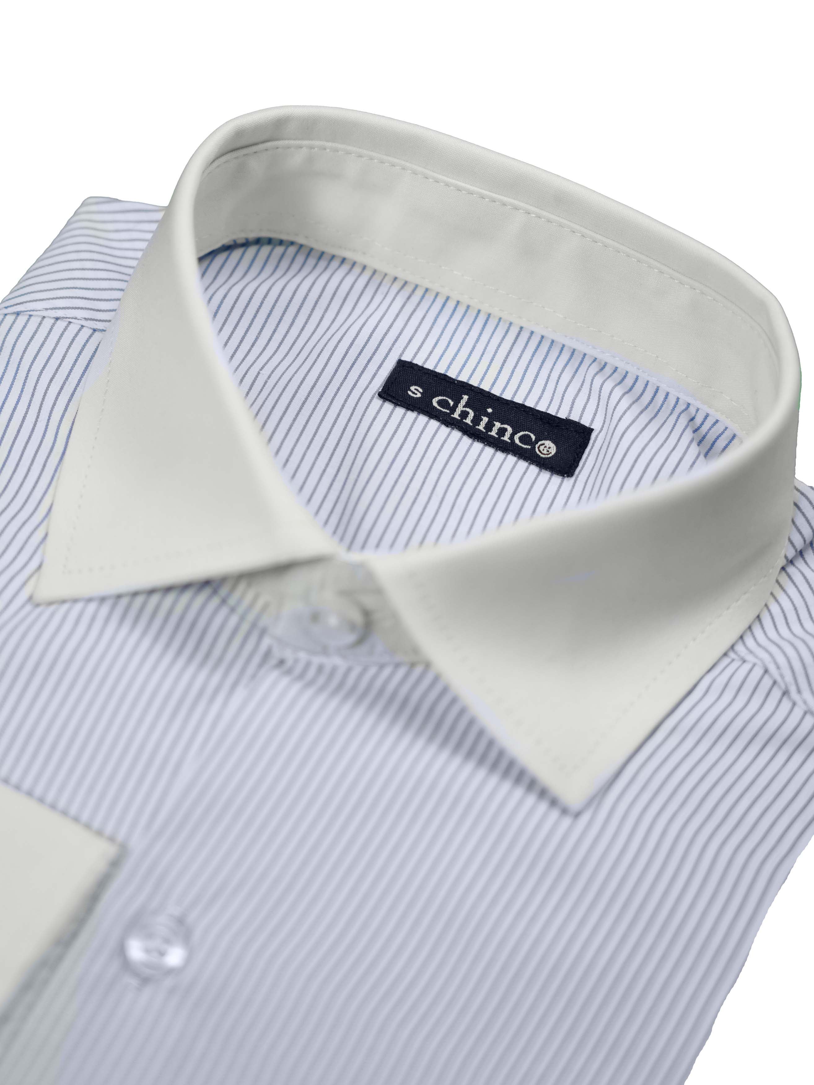 SPREAD COLLAR CHEMISE---BLUE STRIPE