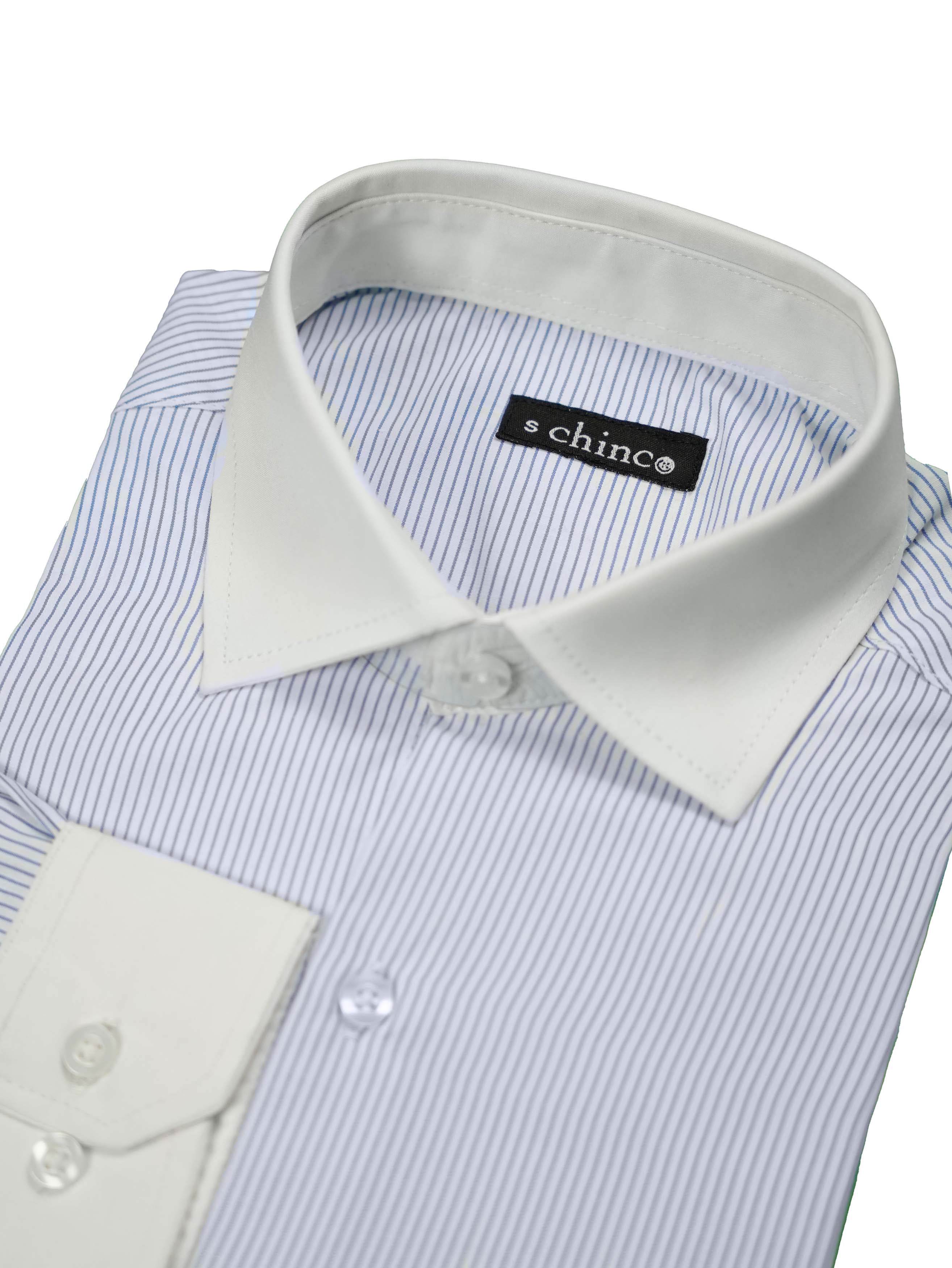 SPREAD COLLAR CHEMISE---BLUE STRIPE