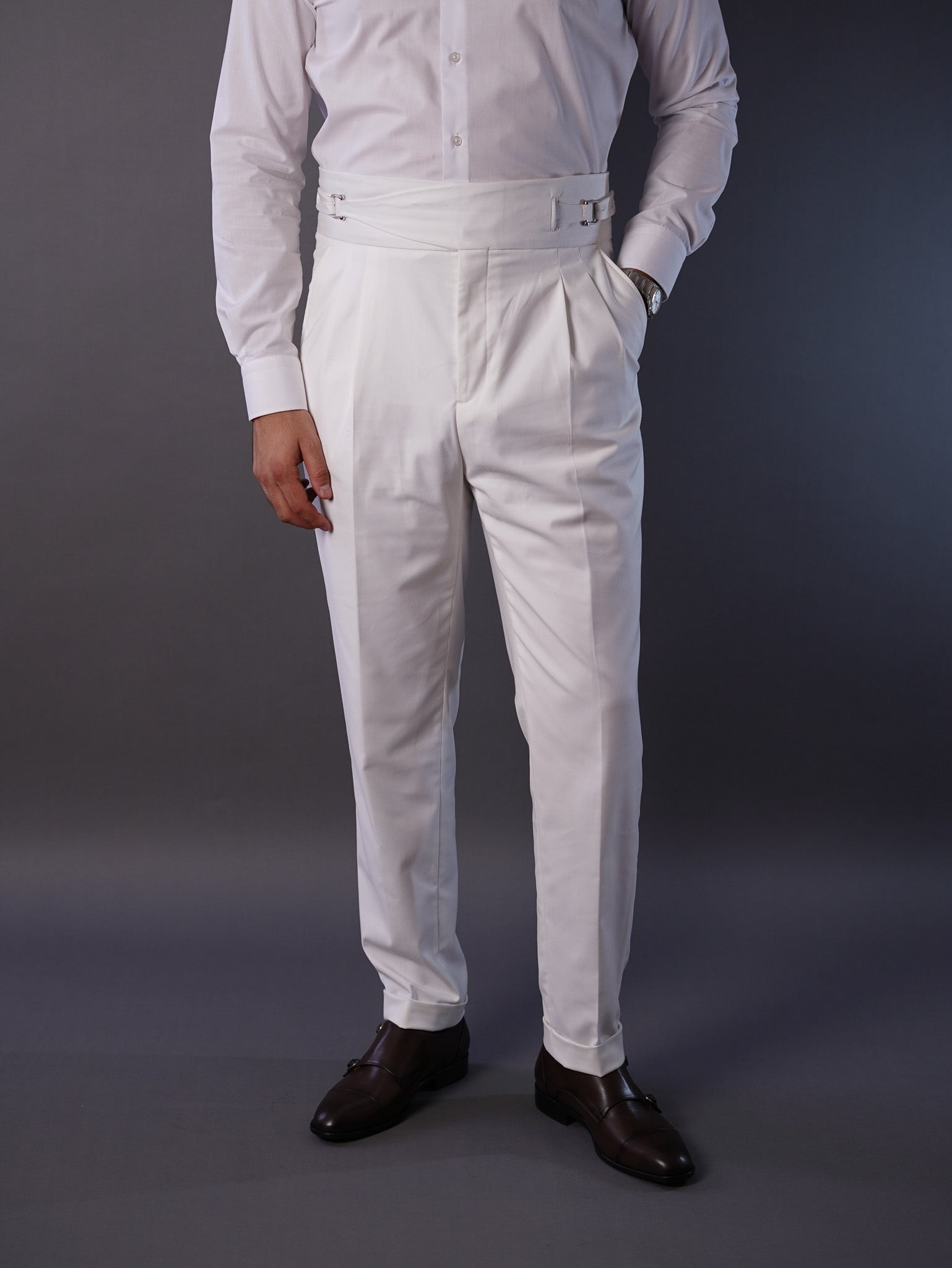 Two side high waist gurkhra trousers - Off white