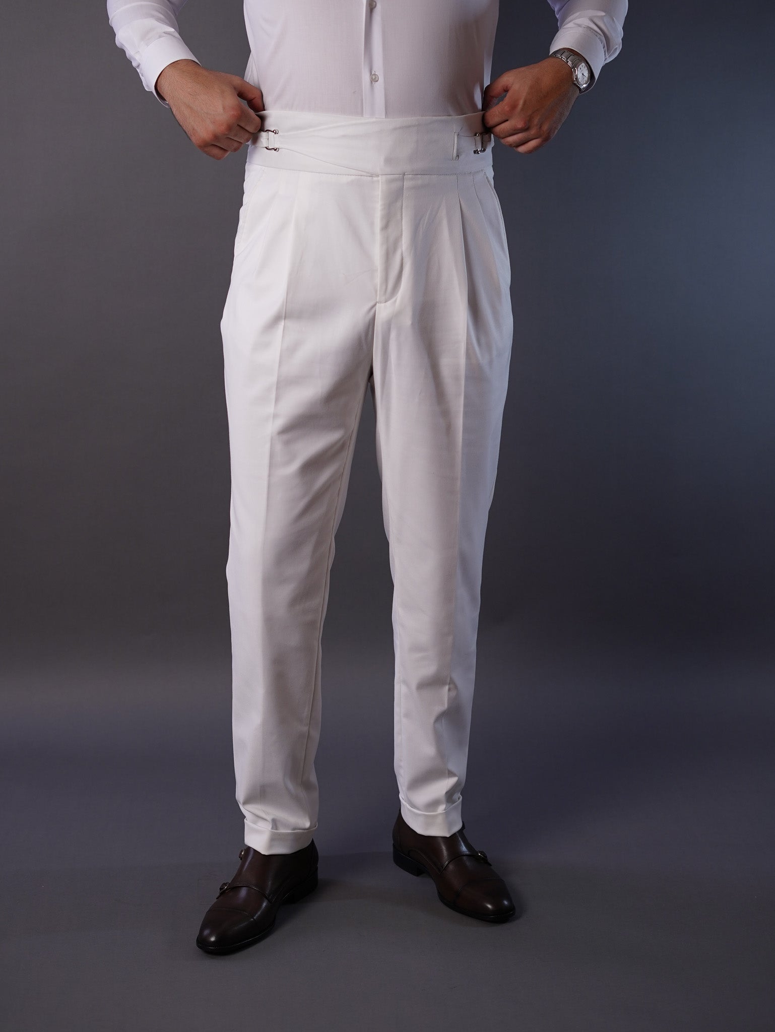 Two side high waist gurkhra trousers - Off white