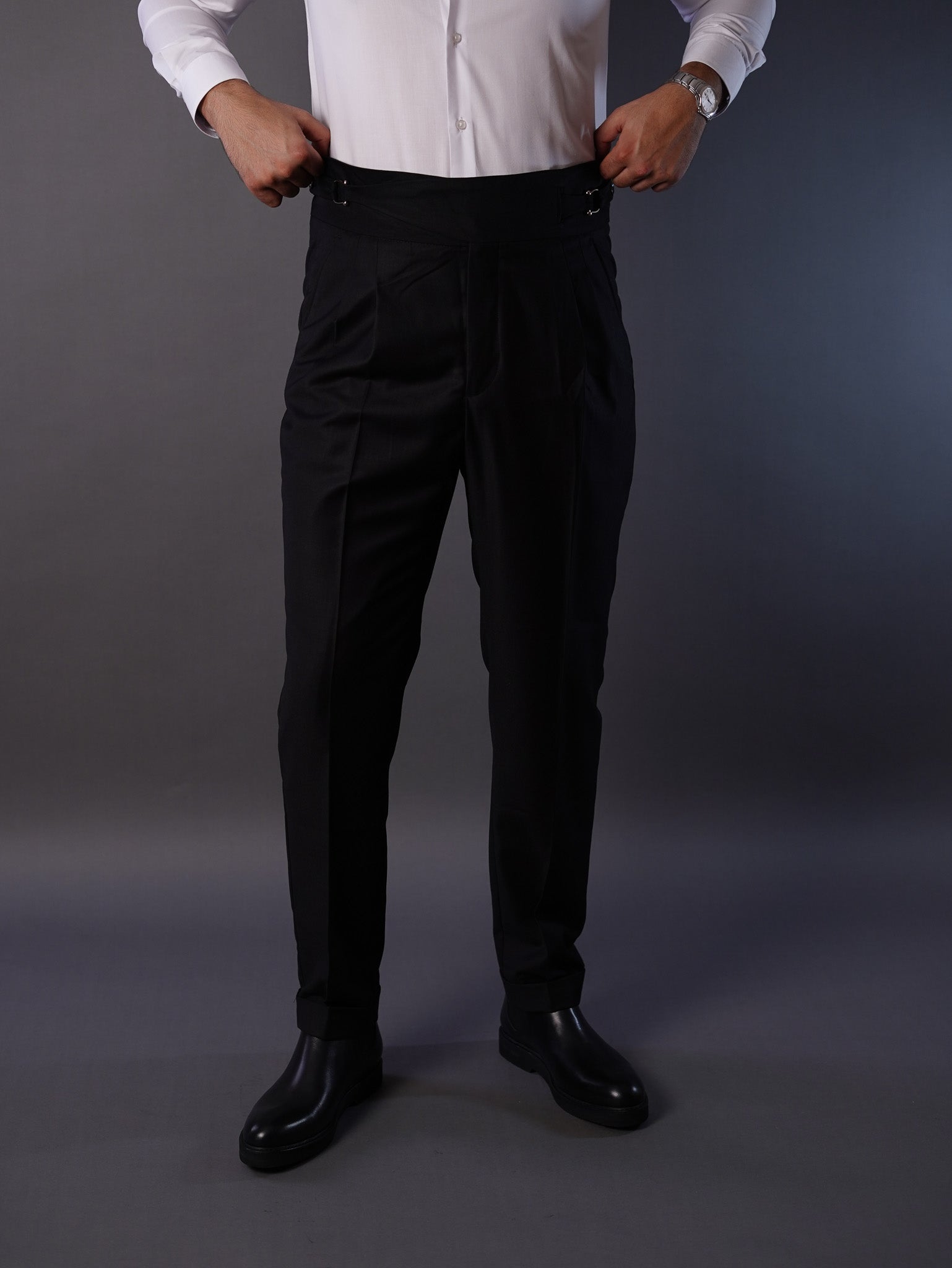 Two side high waist gurkhra trousers - Black