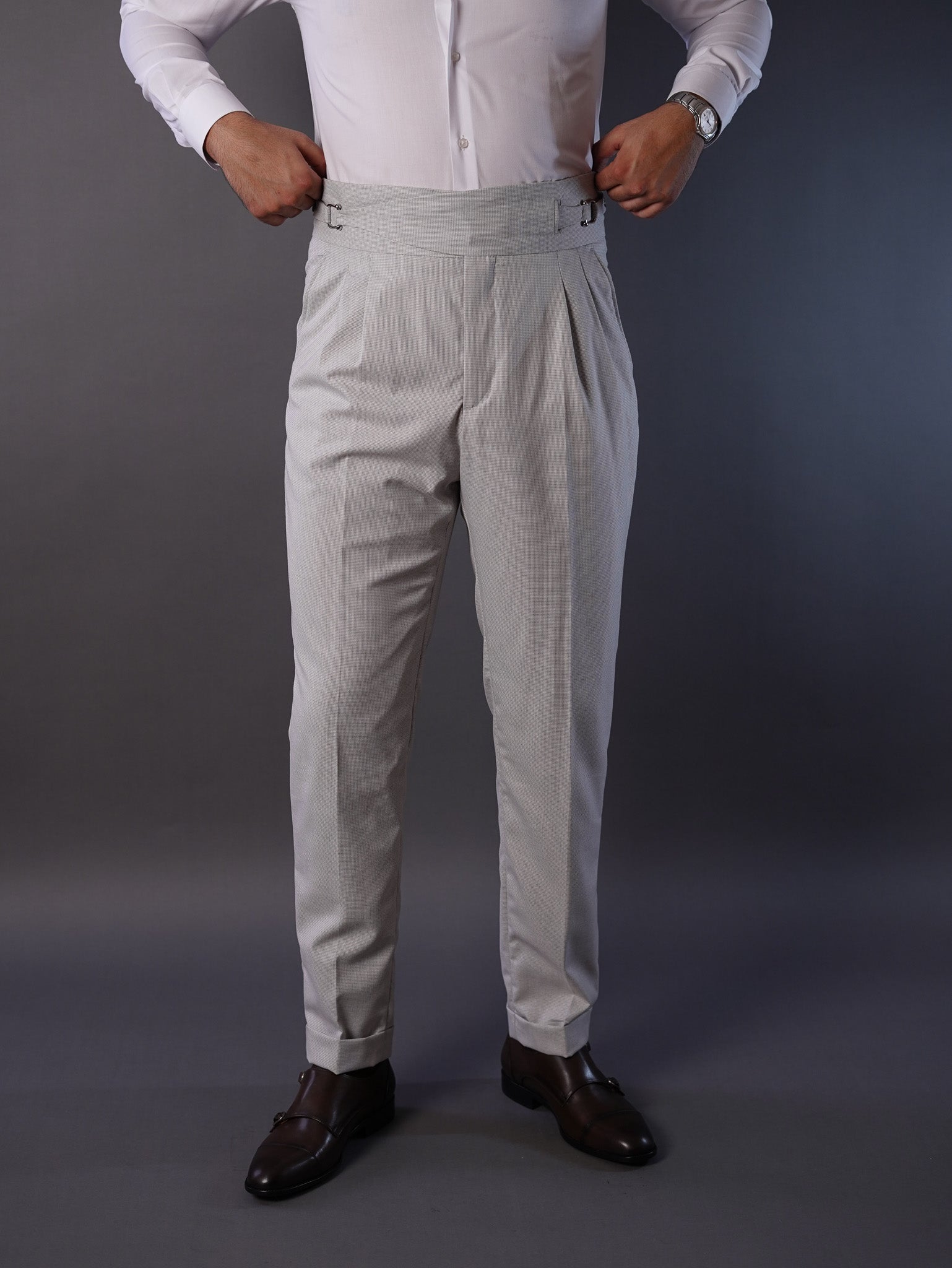 Two side high waist gurkhra trousers-gray