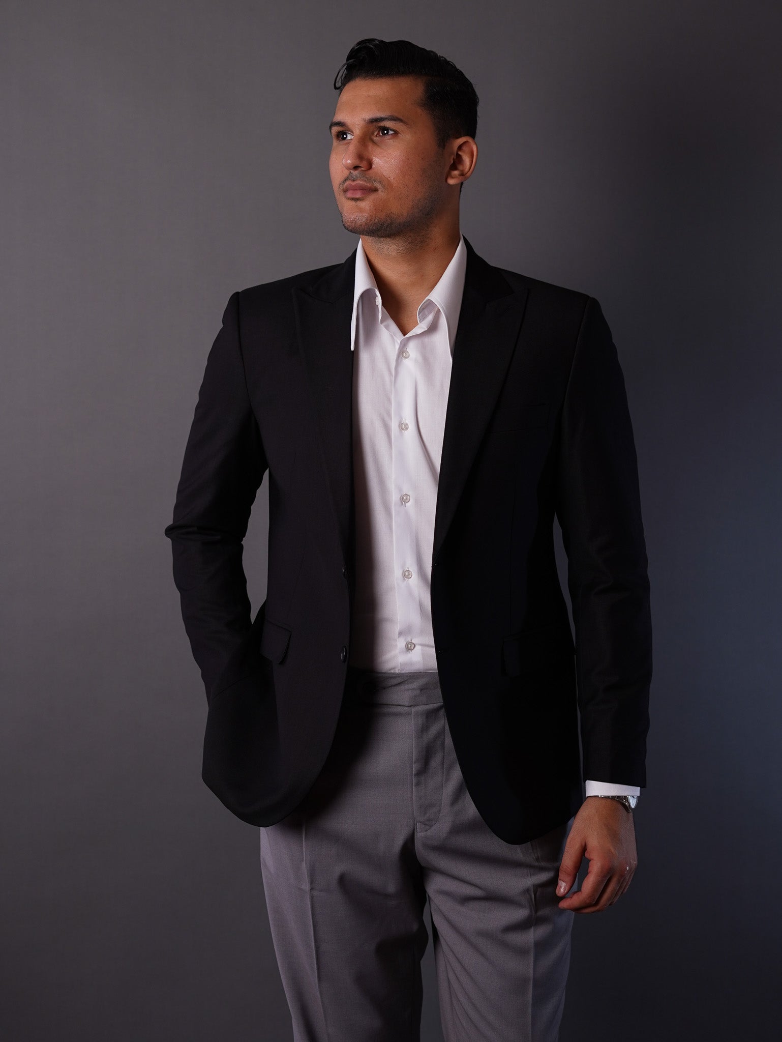 slim fit blazer half lining- Black