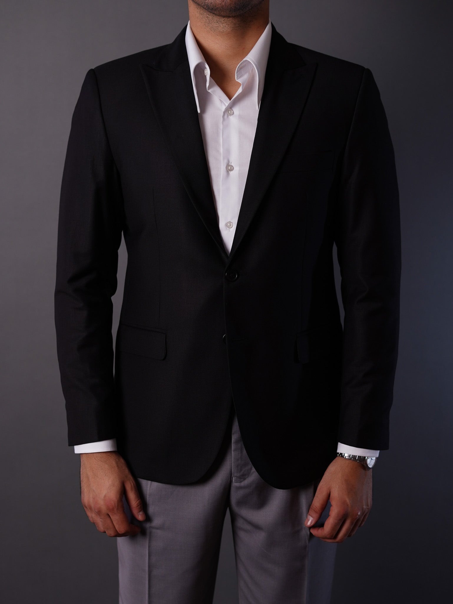 slim fit blazer half lining- Black