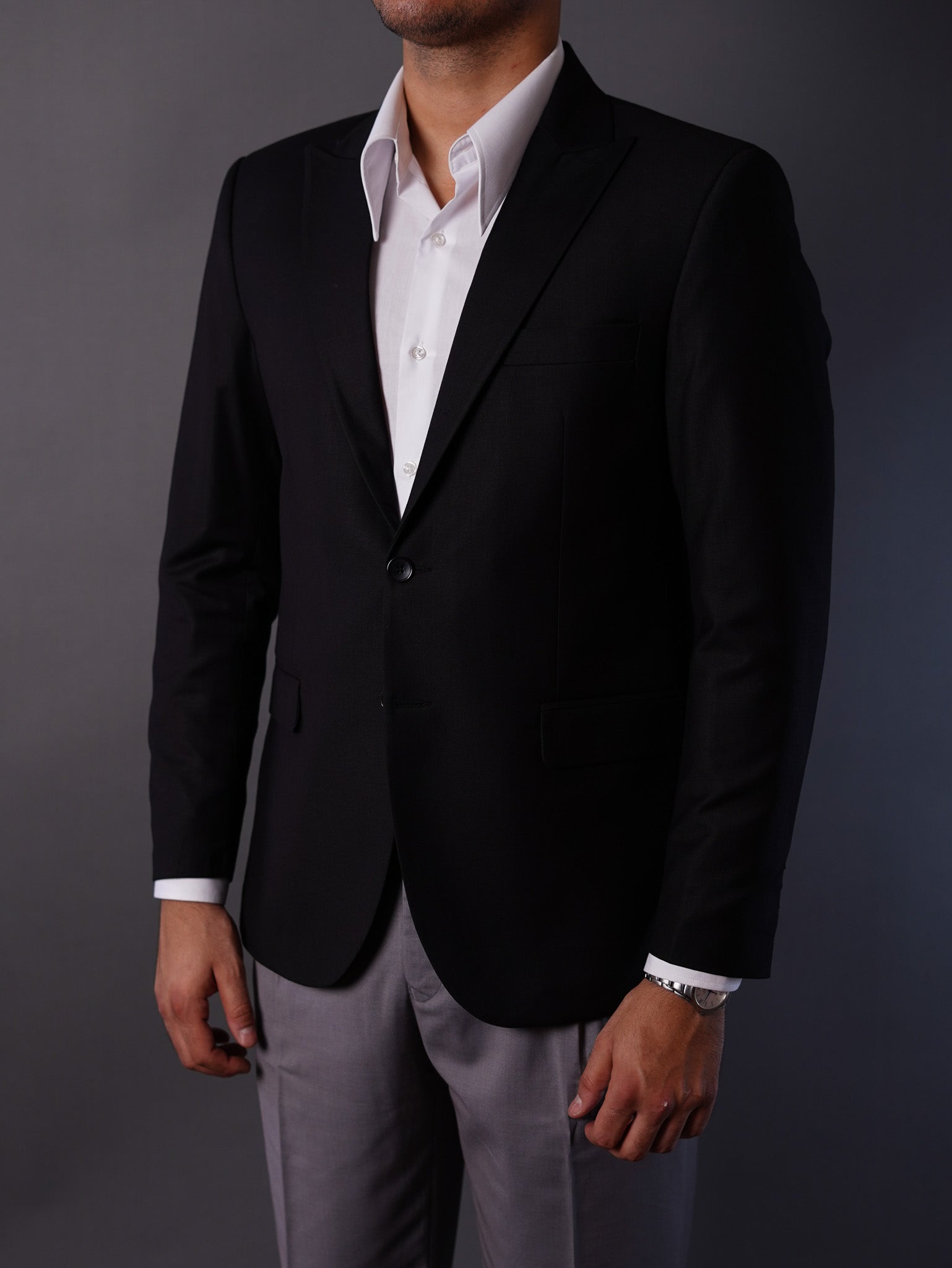 slim fit blazer half lining- Black