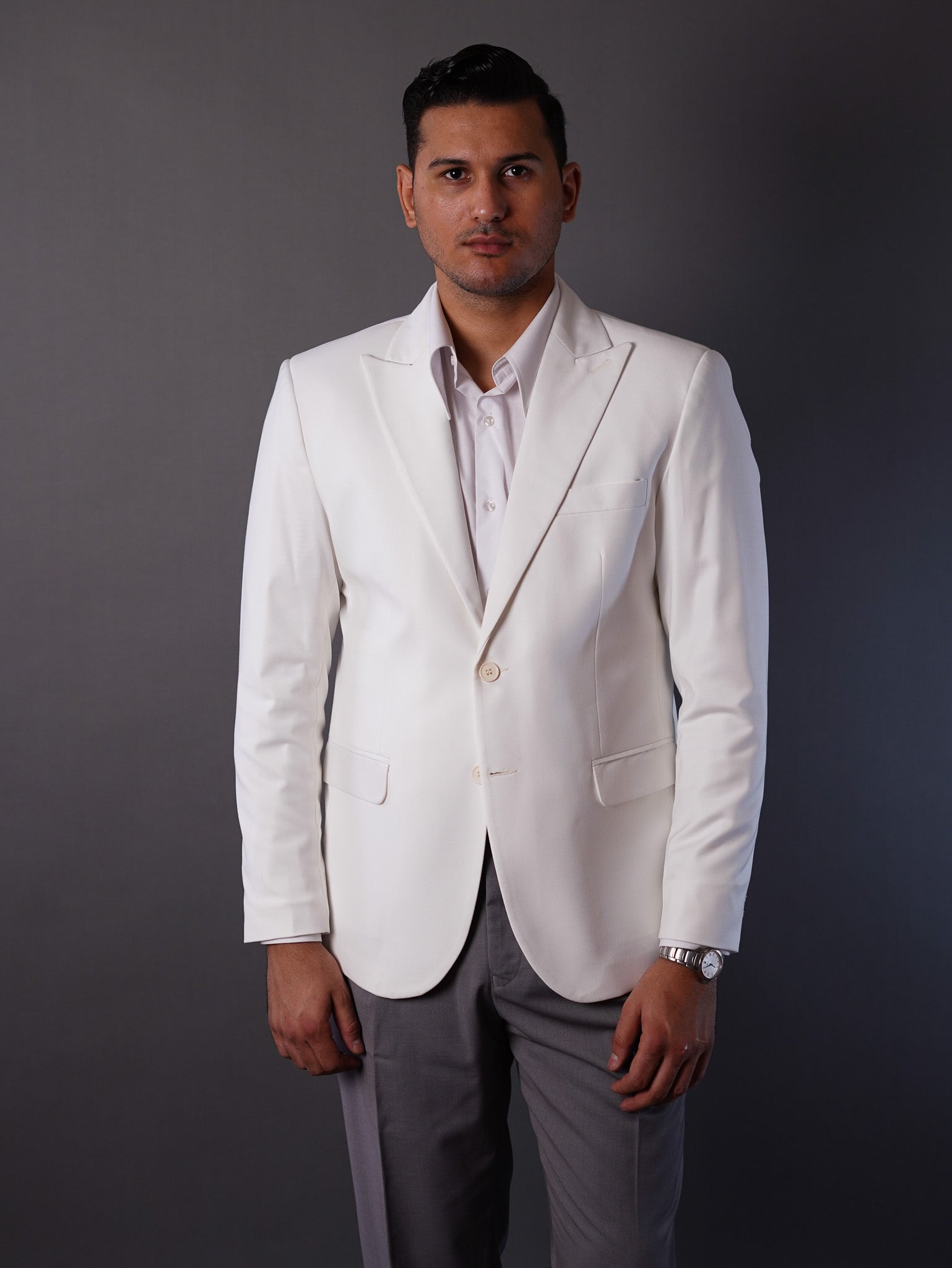 slim fit blazer half lining- off white