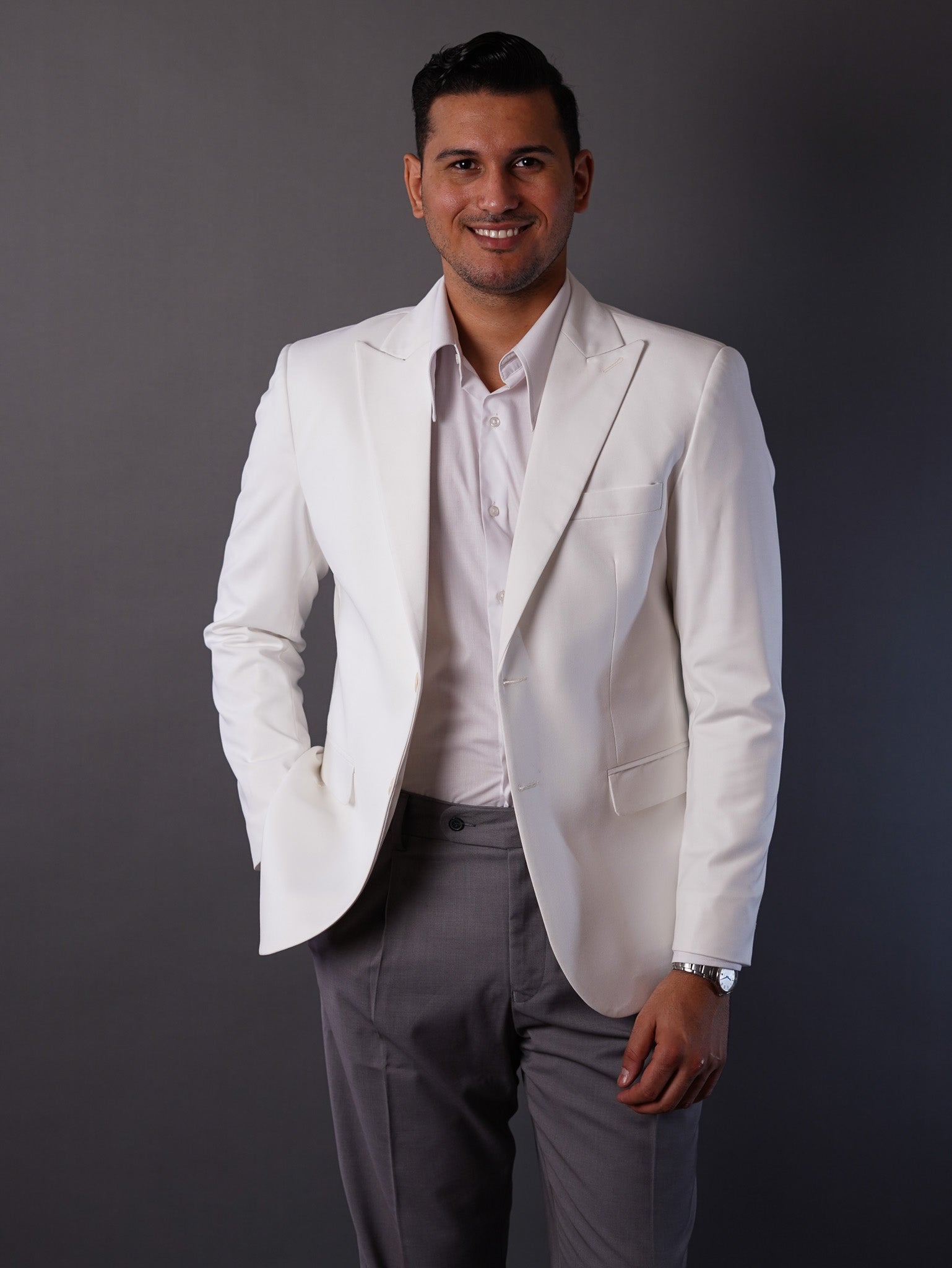 slim fit blazer half lining- off white