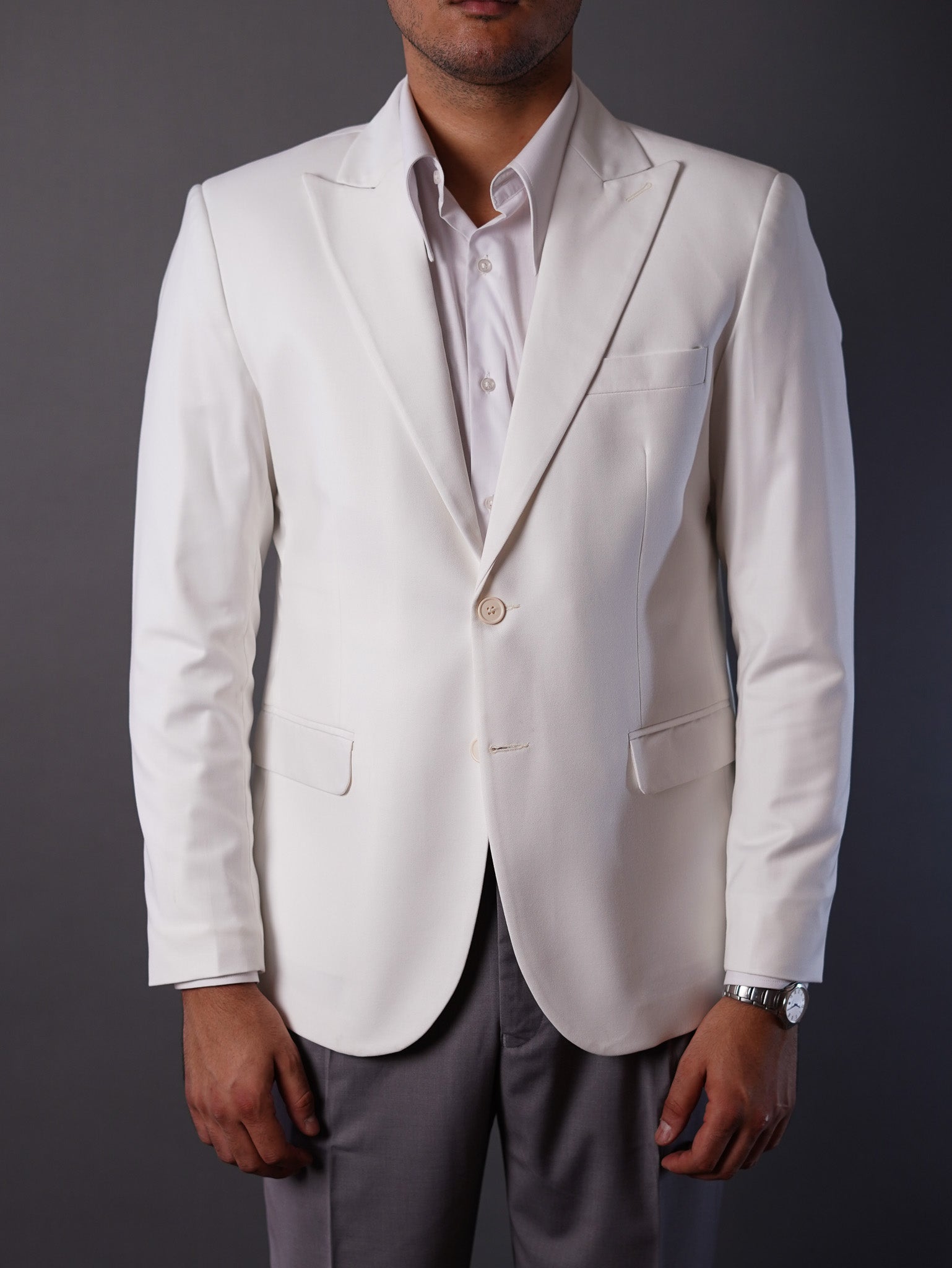 slim fit blazer half lining- off white