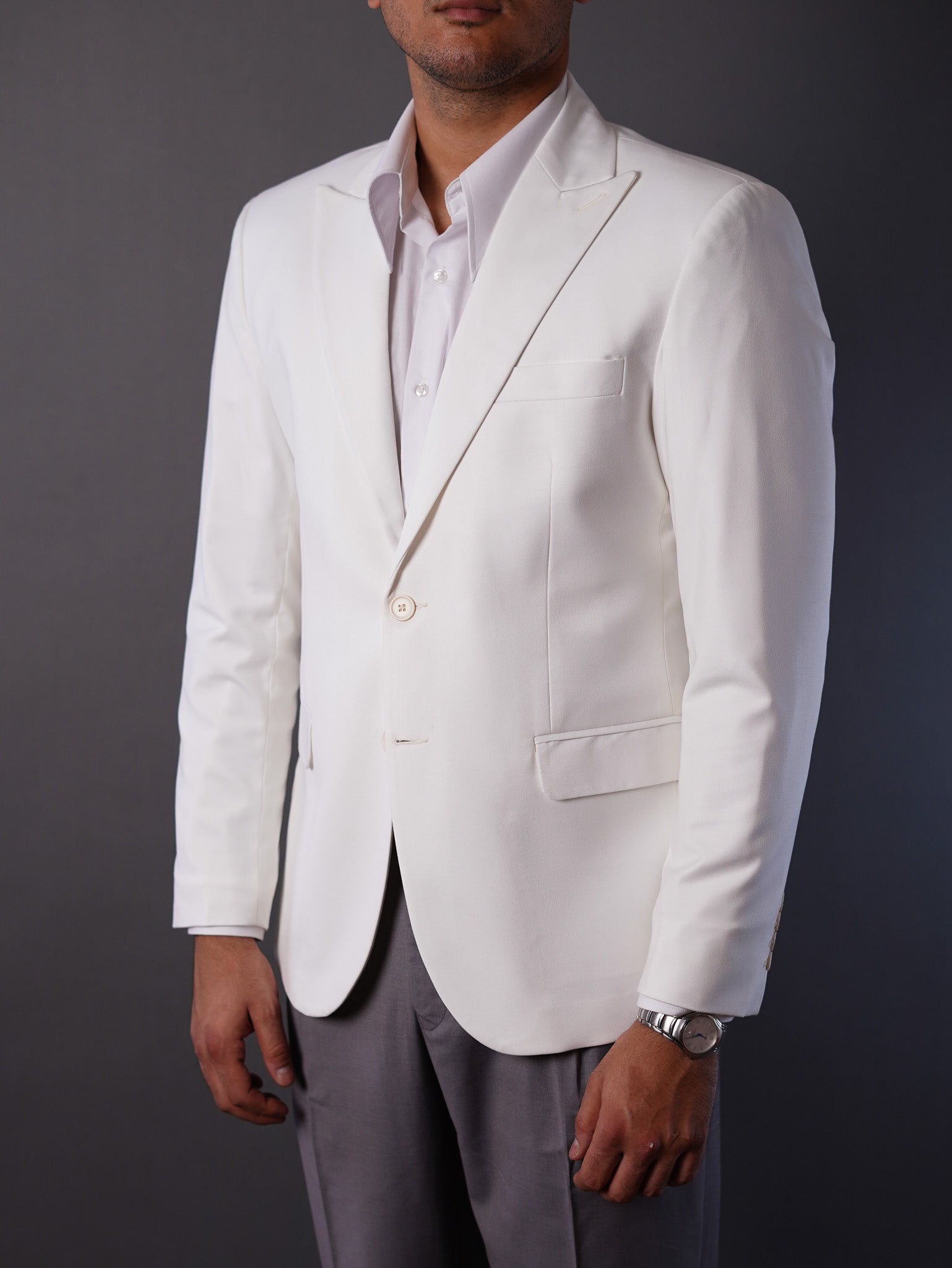 slim fit blazer half lining- off white