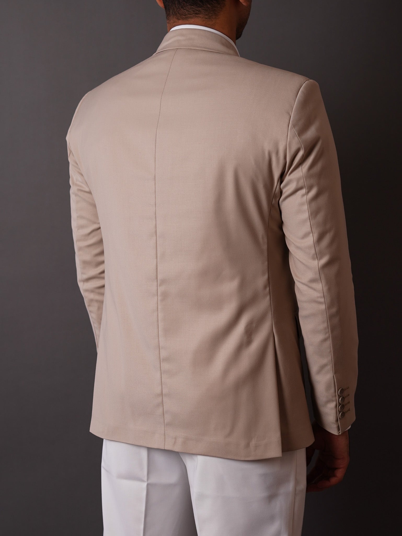 slim fit blazer half lining-Beige