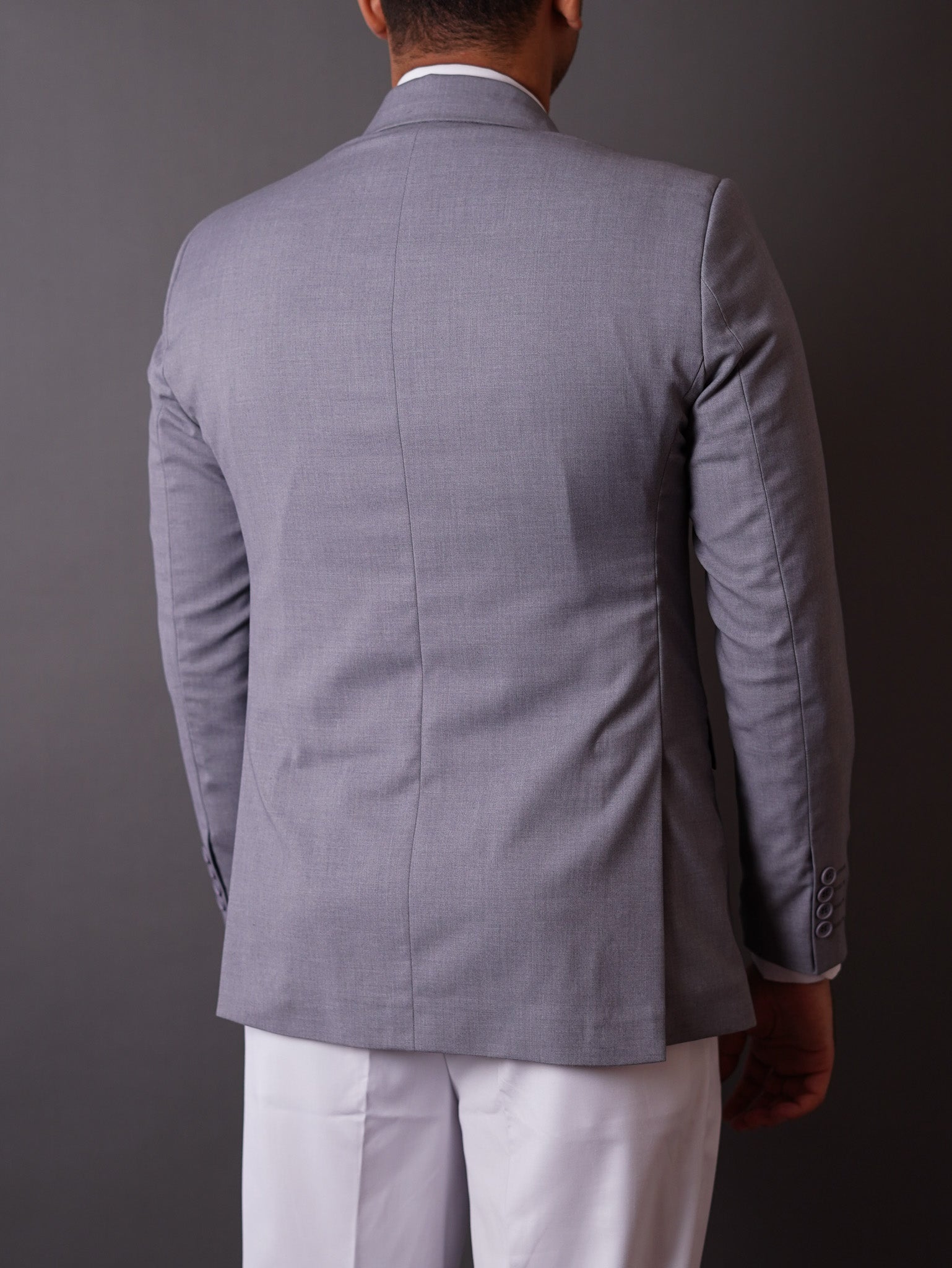 slim fit blazer half -  gray