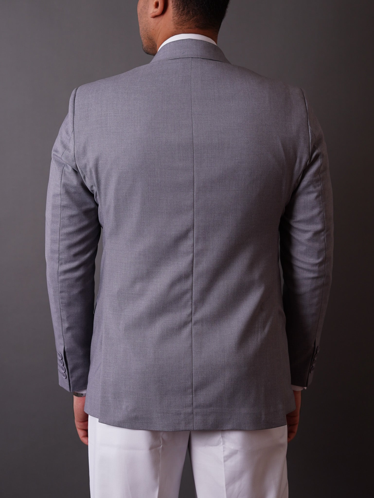 slim fit blazer half -  gray