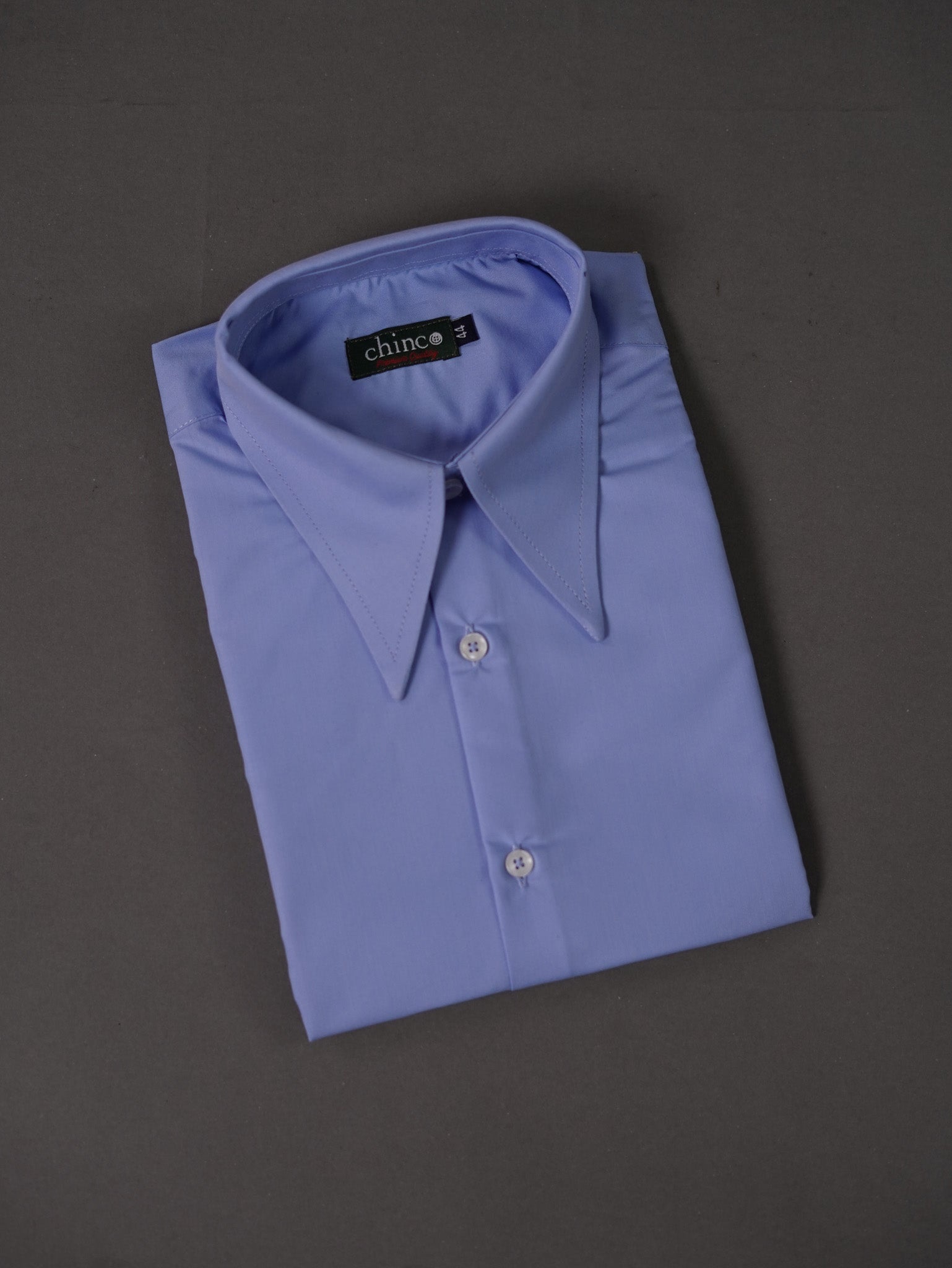 slim fit Long Point collar classic chemise -Baby blue
