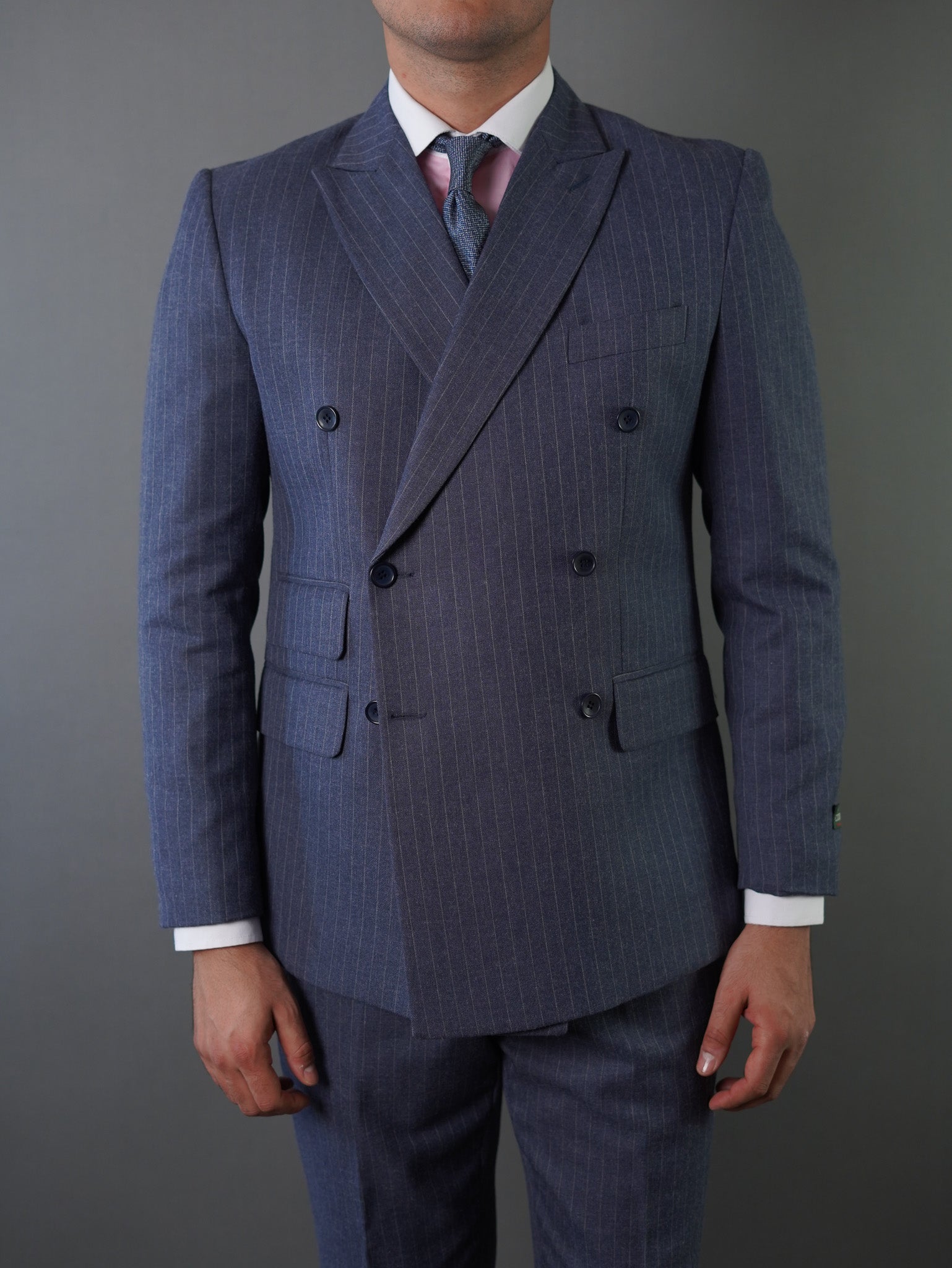 double breasted suits- blue striped