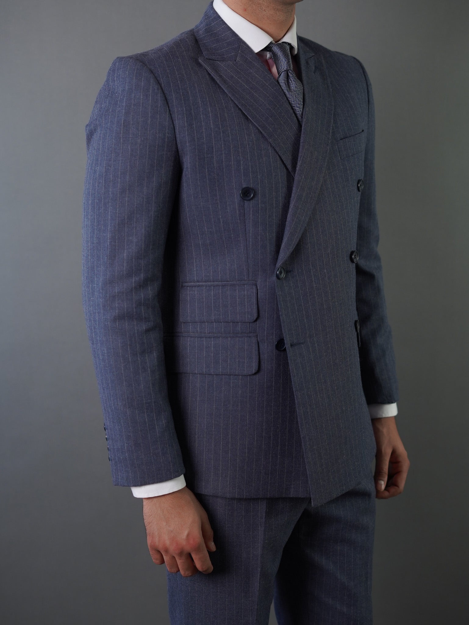 double breasted suits- blue striped