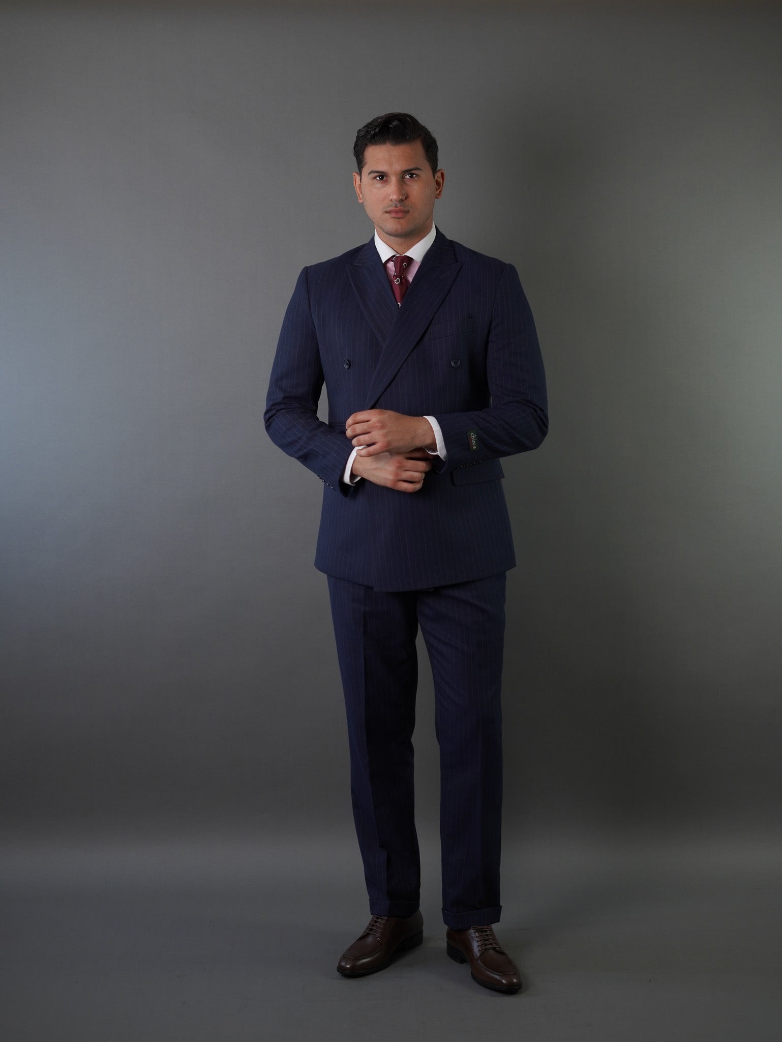 double breasted suits-  navy striped