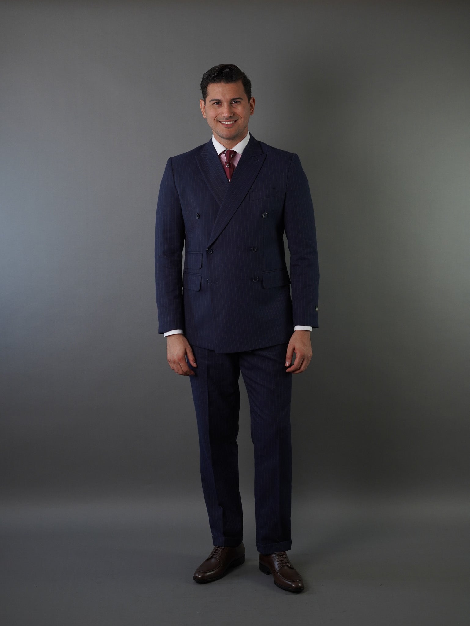 double breasted suits-  navy striped