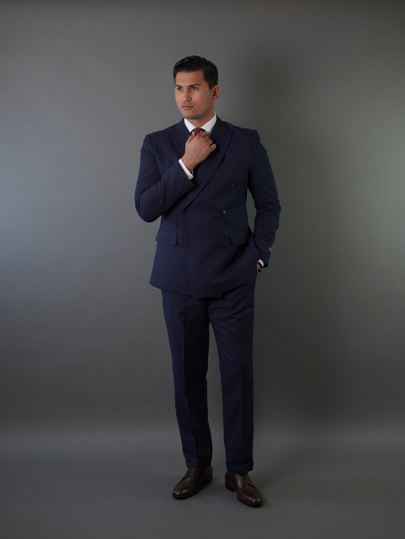 double breasted suits-  navy striped