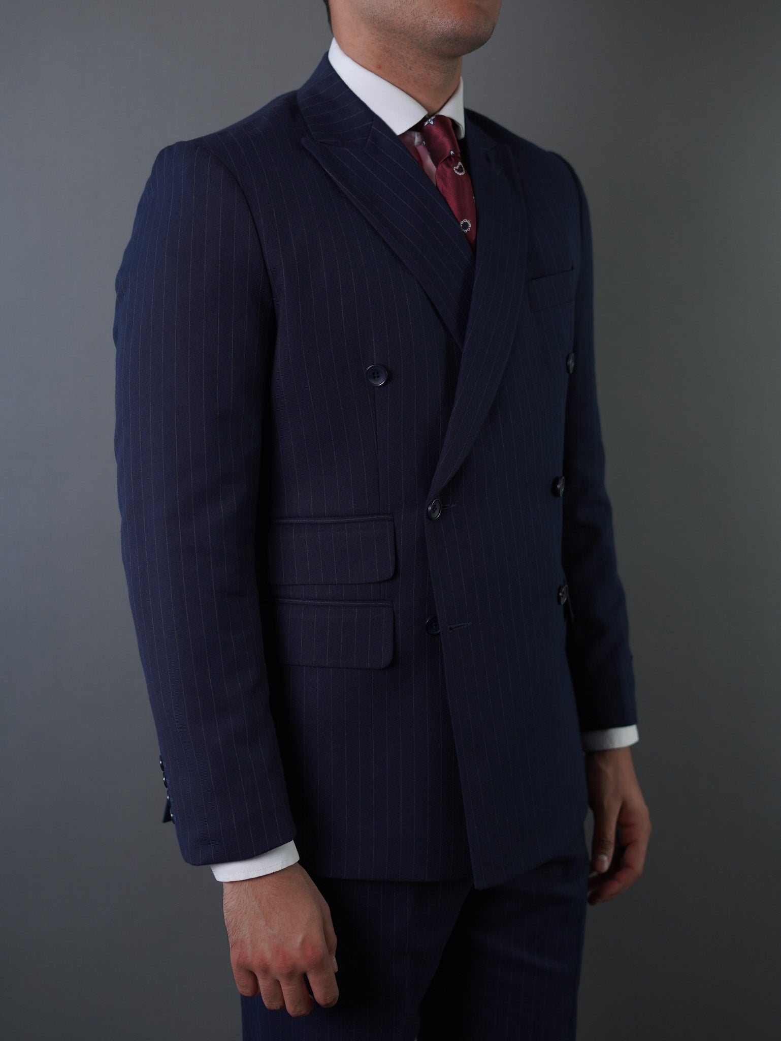 double breasted suits-  navy striped