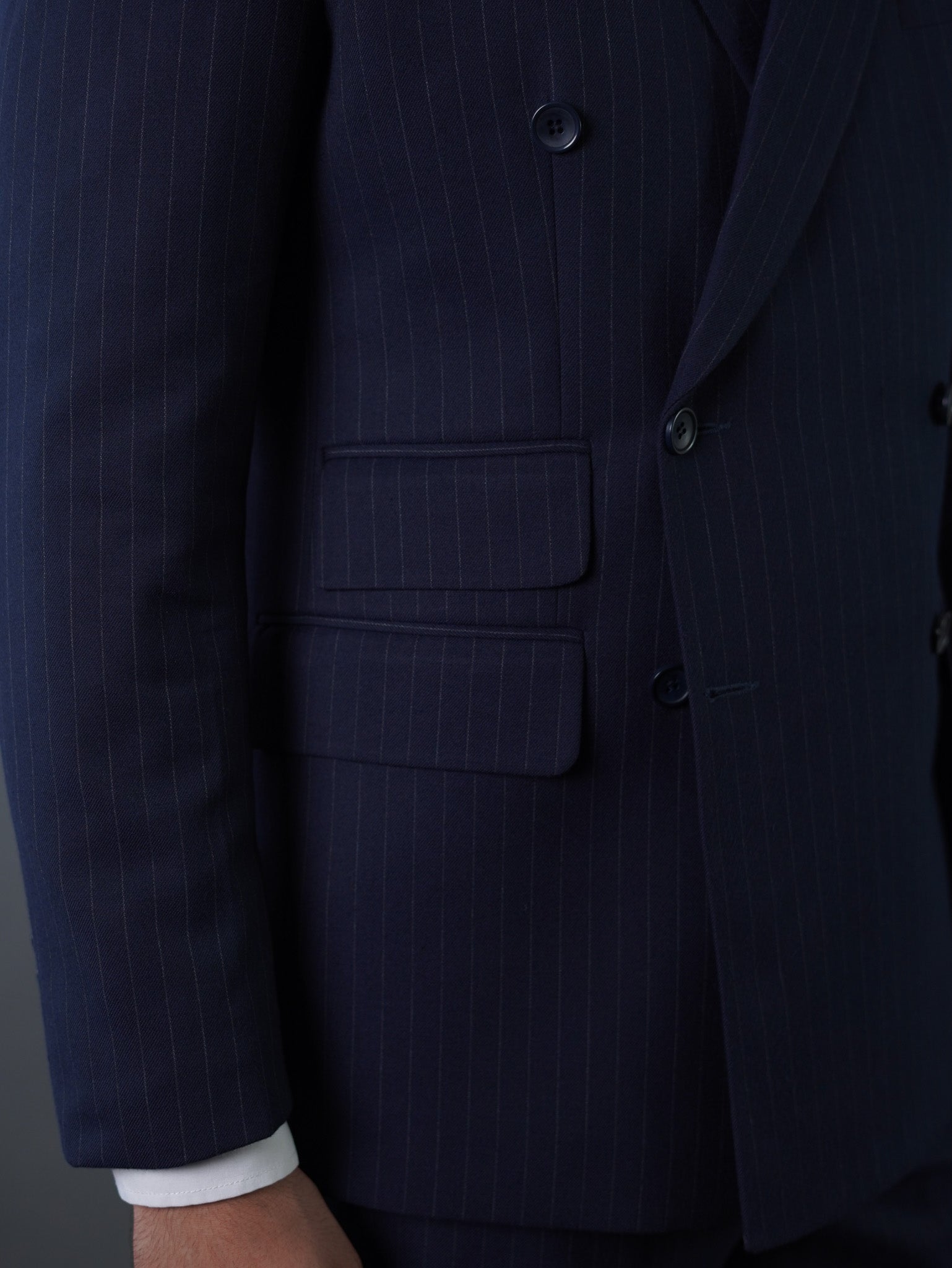 double breasted suits-  navy striped