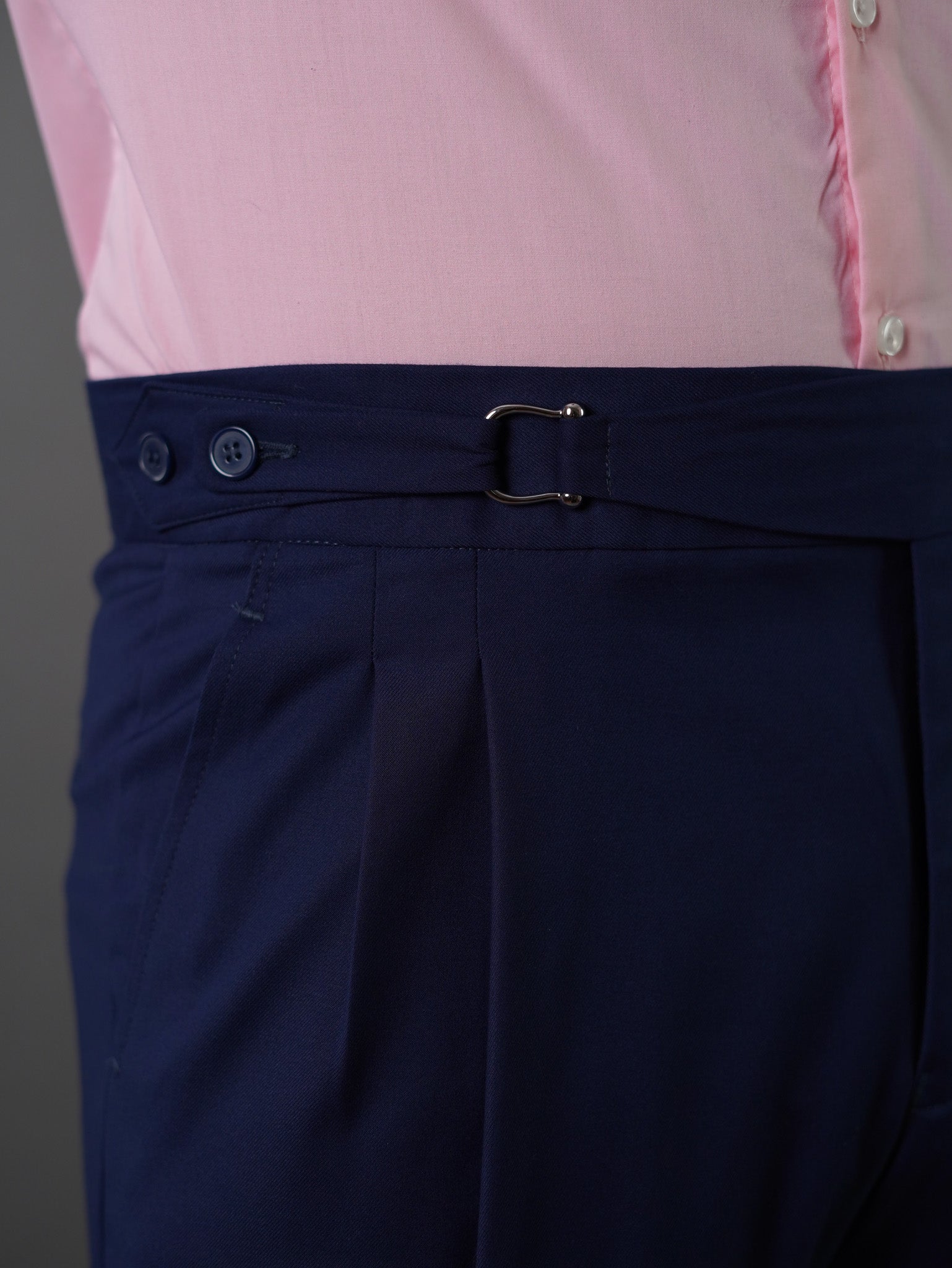 one side hight waist gurkha trousers- Blue