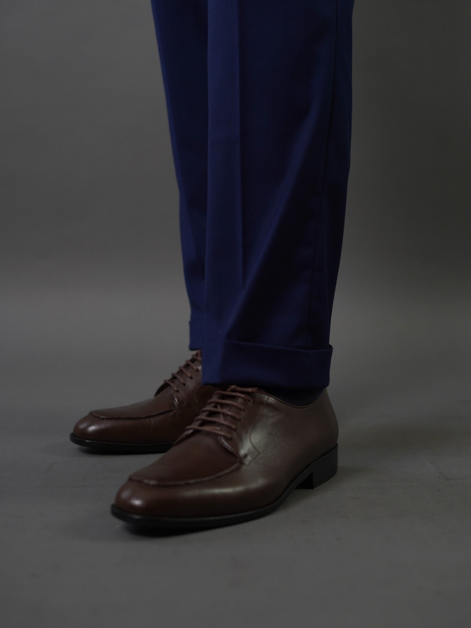 one side hight waist gurkha trousers- Blue