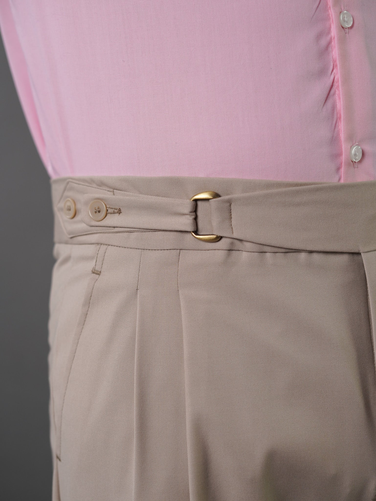 one side hight waist gurkha trousers - Beige