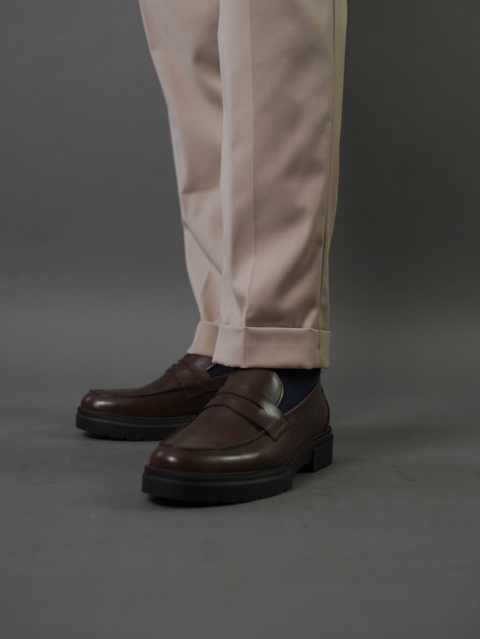 one side hight waist gurkha trousers - Beige